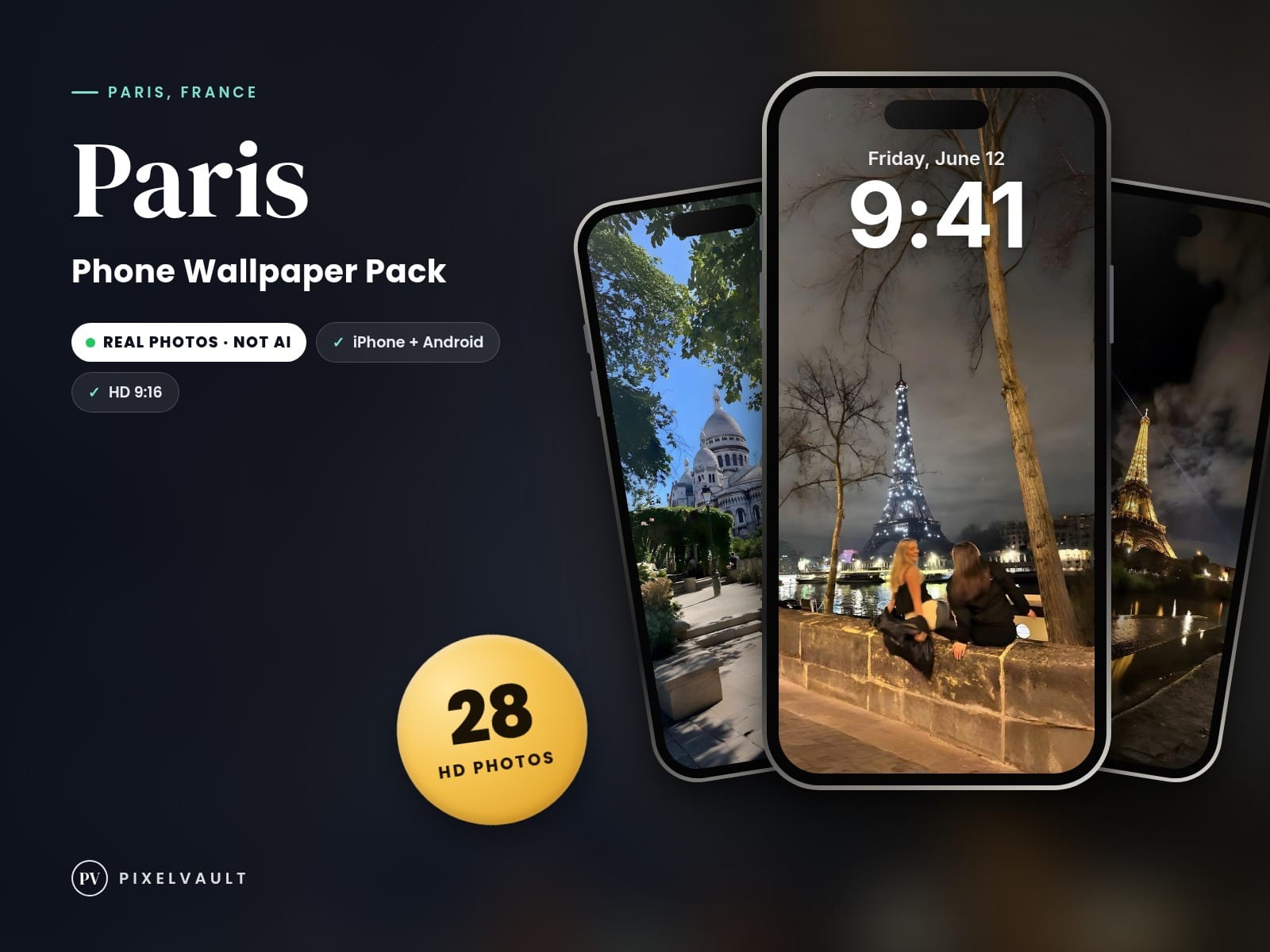Paris Phone Wallpaper Pack — 28 Real Travel Photos | Aesthetic iPhone & Android cover (covers-v2)
