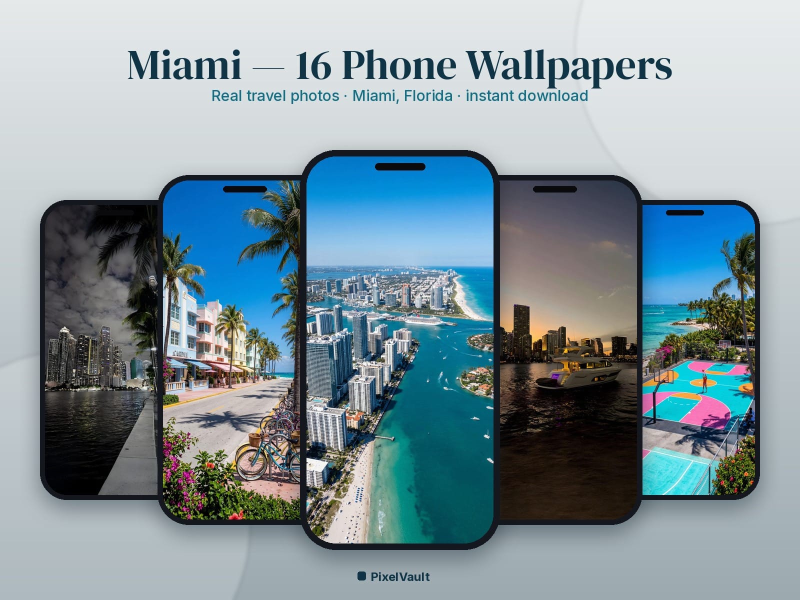 Miami Phone Wallpaper Pack — 16 Real Travel Photos | Aesthetic iPhone & Android Lock Screen — preview 1