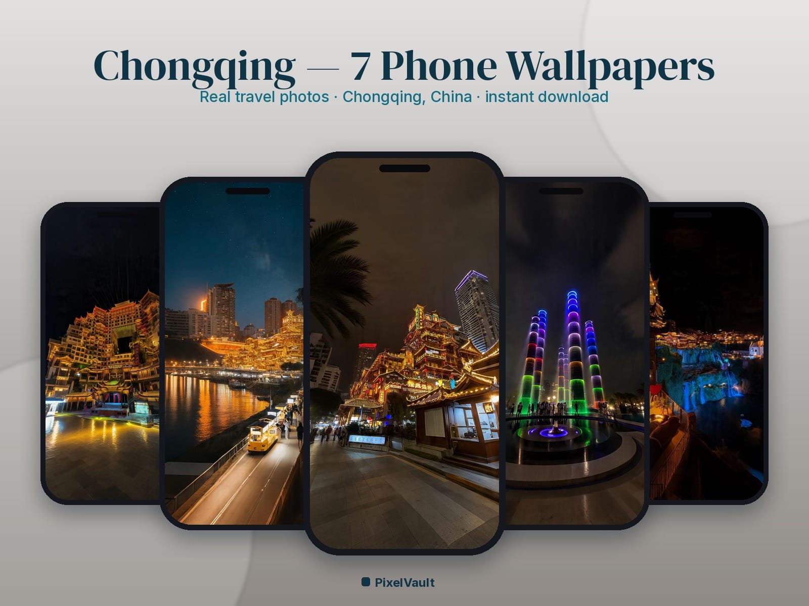 Chongqing Phone Wallpaper Pack — 7 Real Travel Photos | Aesthetic iPhone & Android Lock Screen — preview 1