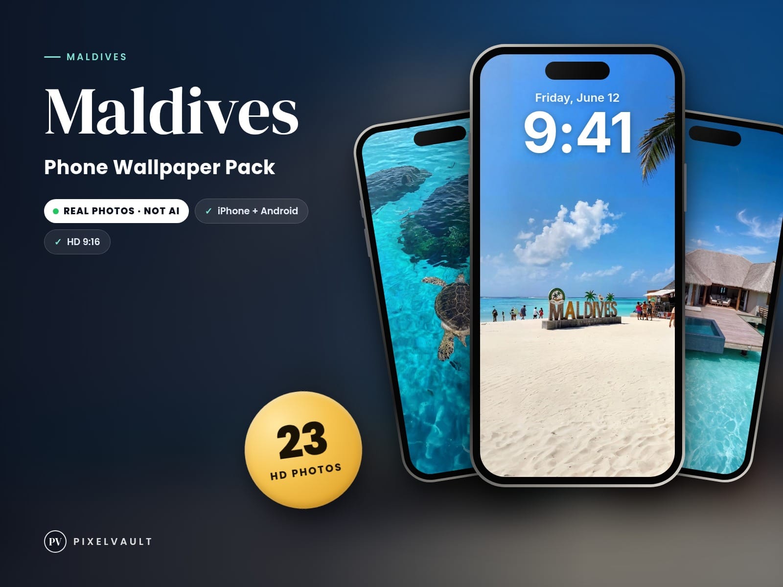 Maldives Phone Wallpaper Pack — 23 Real Travel Photos | Aesthetic iPhone & Andro cover (covers-v2)
