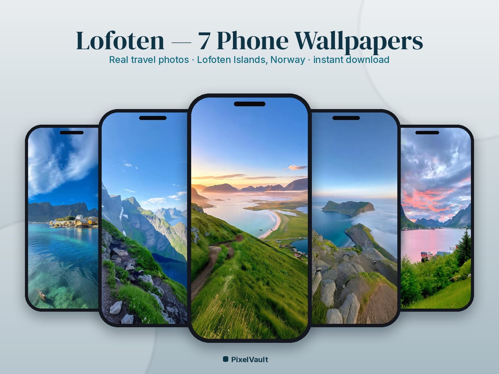 Lofoten Phone Wallpaper Pack — 7 Real Travel Photos | Aesthetic iPhone & Android Lock Screen — preview 1