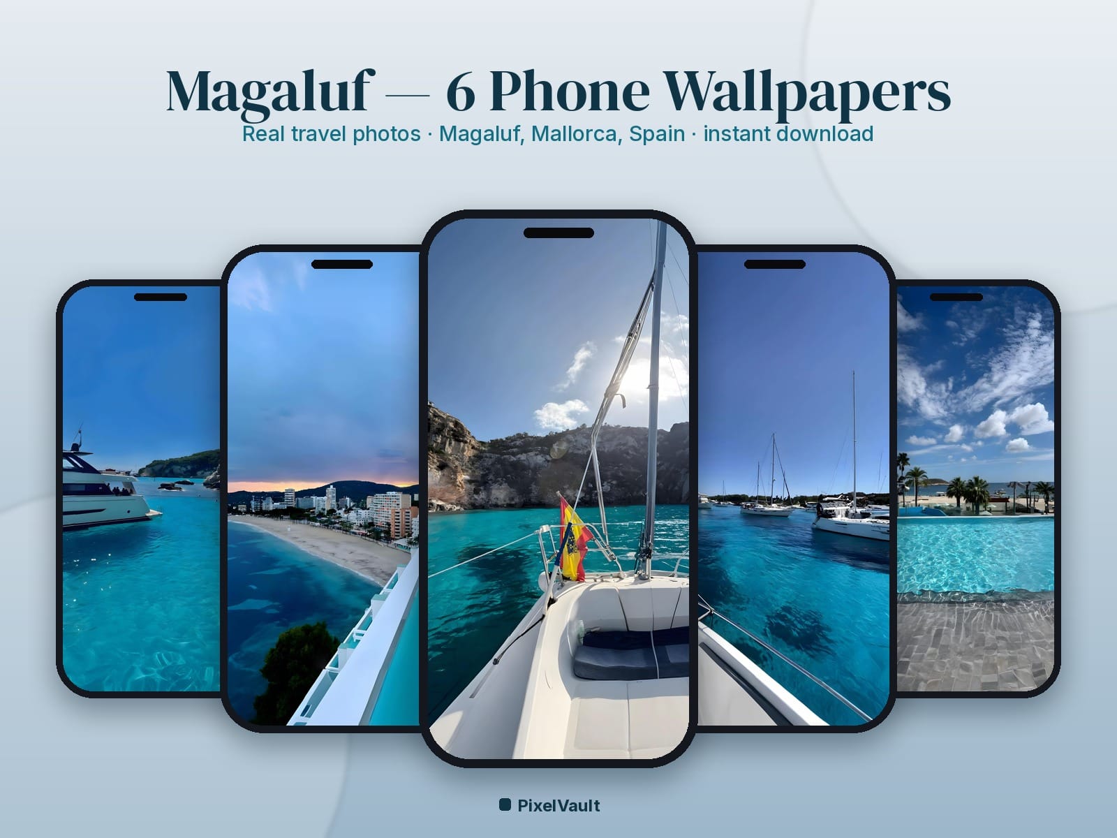 Magaluf Phone Wallpaper Pack — 6 Real Travel Photos | Aesthetic iPhone & Android Lock Screen — preview 1
