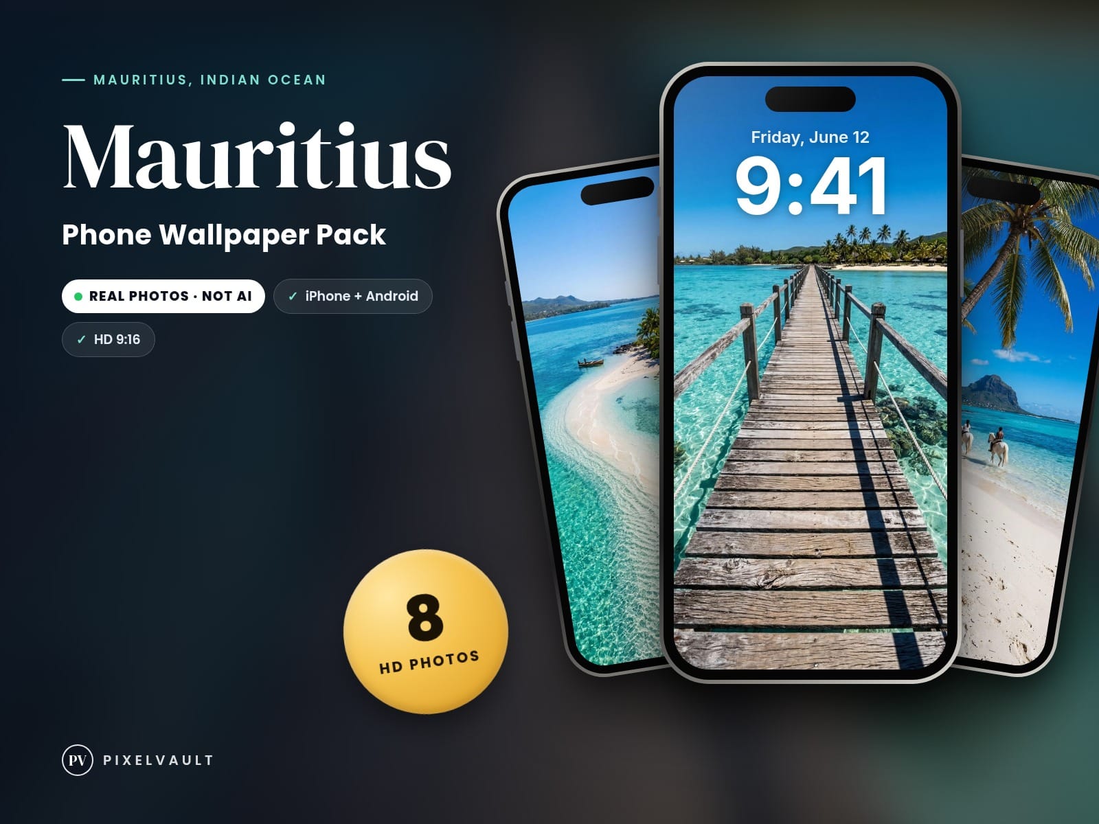 Mauritius Phone Wallpaper Pack — 8 Real Travel Photos | Aesthetic iPhone & Andro cover (covers-v2)