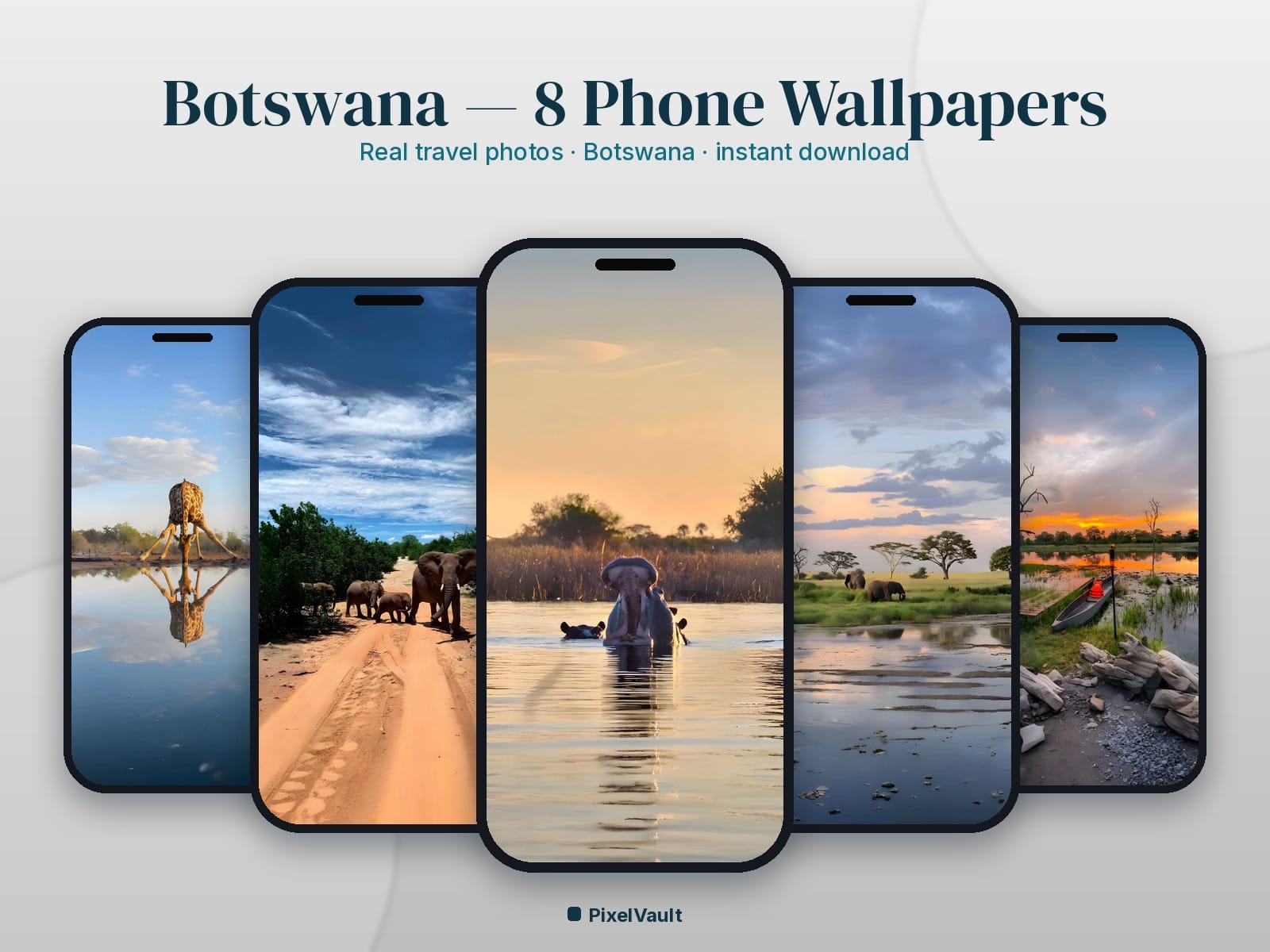 Botswana Phone Wallpaper Pack — 8 Real Travel Photos | Aesthetic iPhone & Android Lock Screen — preview 1