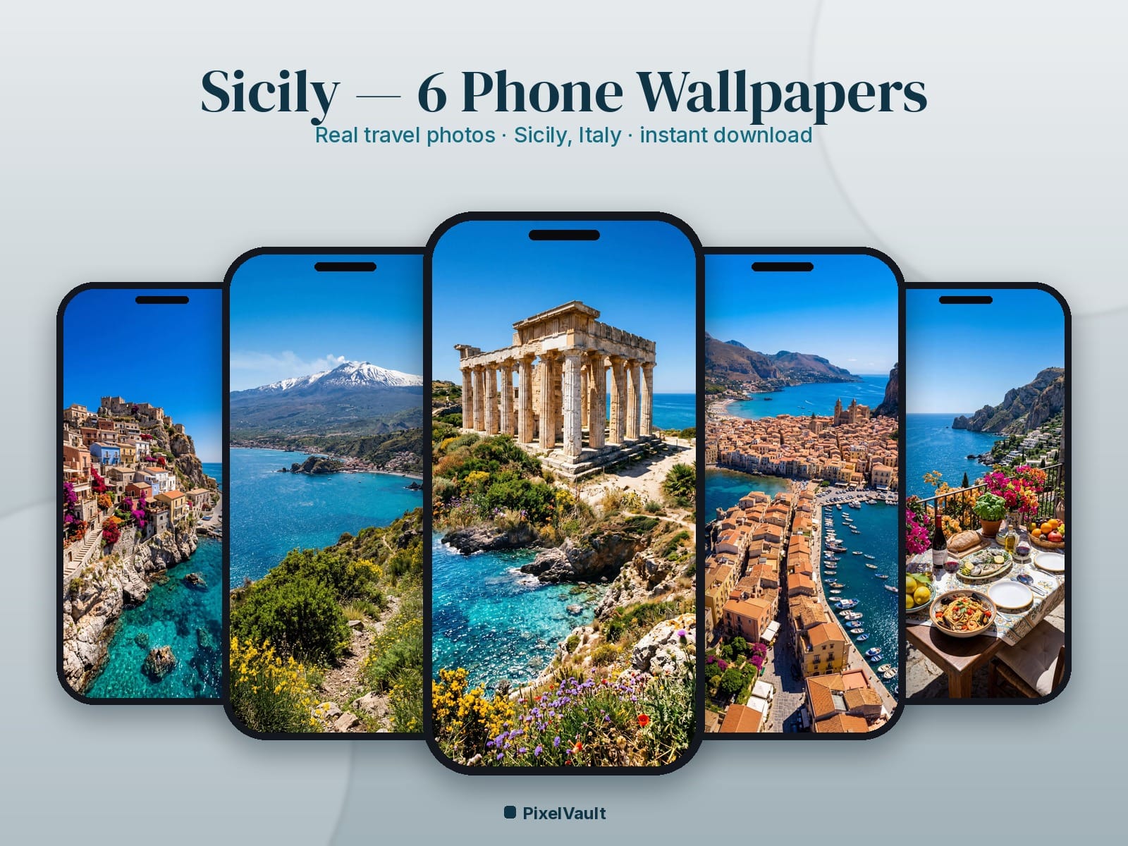 Sicily Phone Wallpaper Pack — 6 Real Travel Photos | Aesthetic iPhone & Android Lock Screen — preview 1