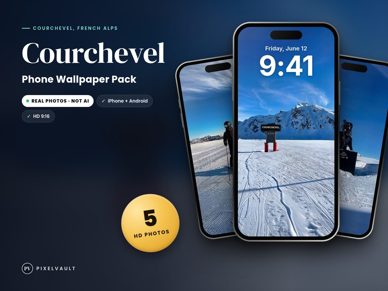 Courchevel Phone Wallpaper Pack — 5 Real Travel Photos | Aesthetic iPhone & Andr cover (covers-v2)