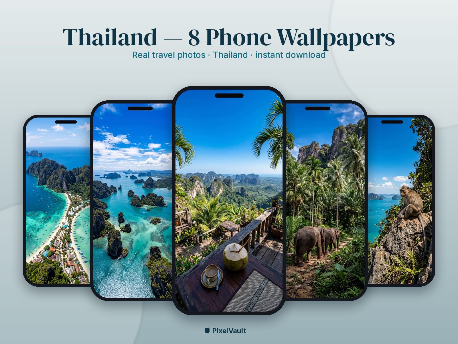 Thailand Phone Wallpaper Pack — 8 Real Travel Photos | Aesthetic iPhone & Android Lock Screen — preview 1