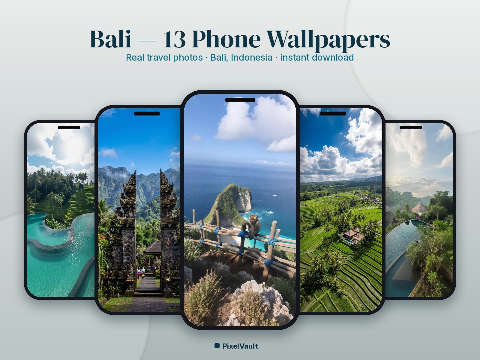 Bali Phone Wallpaper Pack — 13 Real Travel Photos | Aesthetic iPhone & Android Lock Screen — preview 1