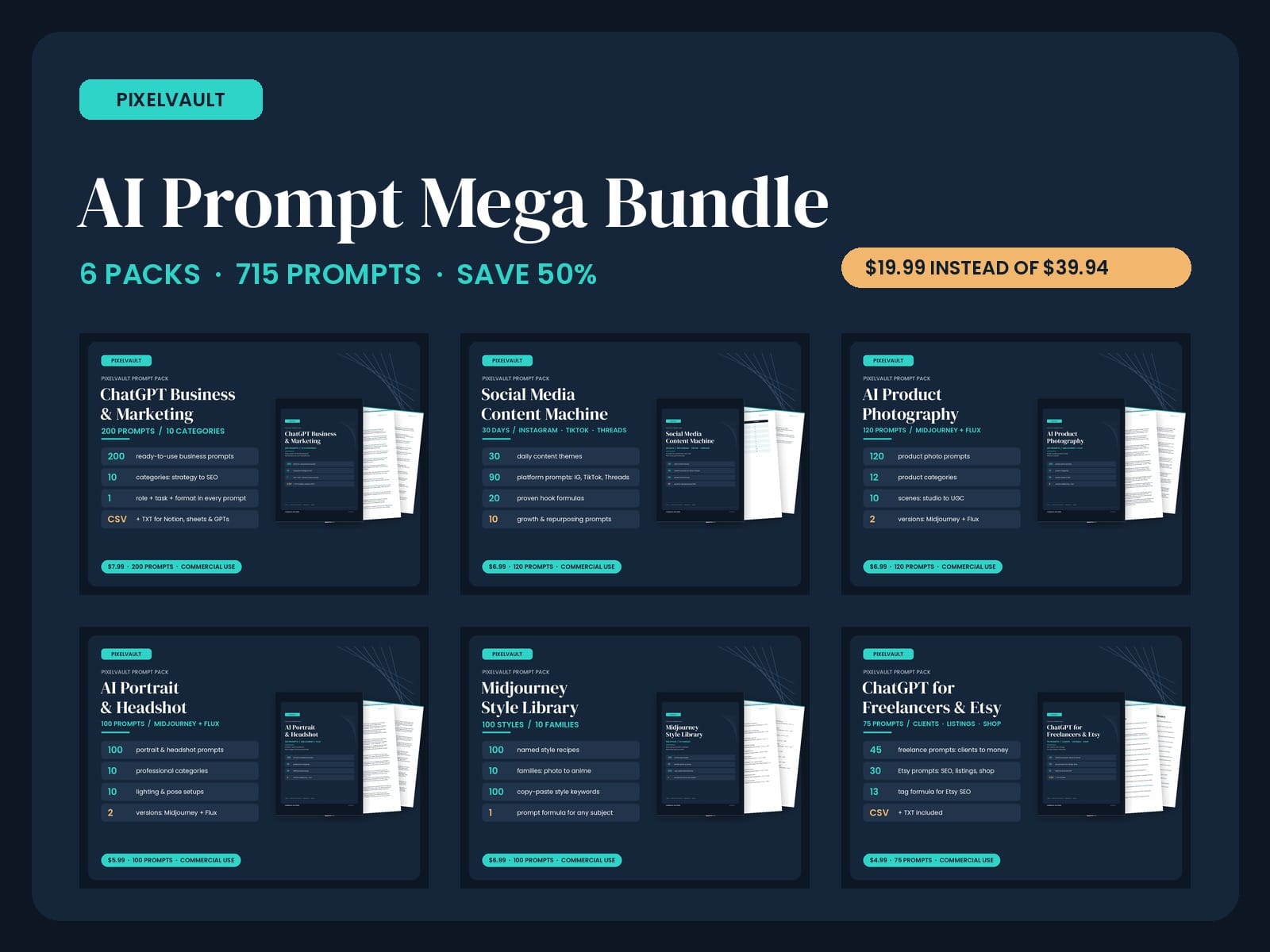 PixelVault AI Prompt Mega Bundle - cover