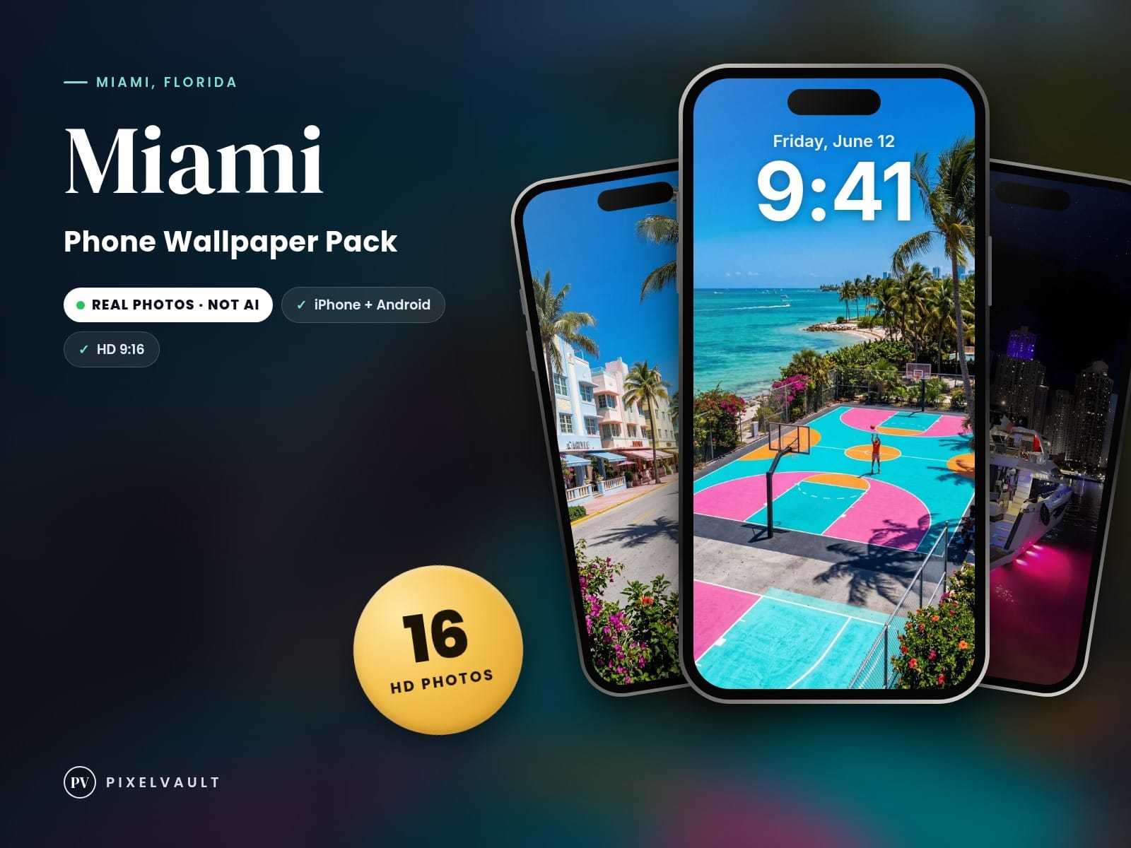 Miami Phone Wallpaper Pack — 16 Real Travel Photos | Aesthetic iPhone & Android cover (covers-v2)