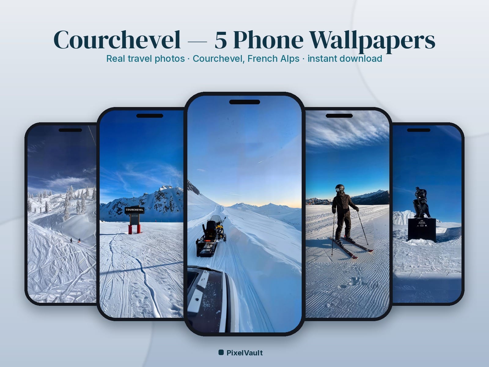 Courchevel Phone Wallpaper Pack — 5 Real Travel Photos | Aesthetic iPhone & Android Lock Screen — preview 1