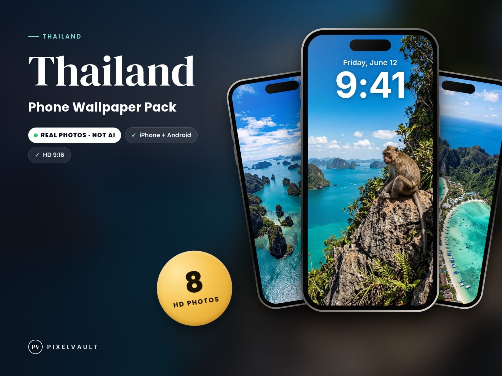 Thailand Phone Wallpaper Pack — 8 Real Travel Photos | Aesthetic iPhone & Androi cover (covers-v2)