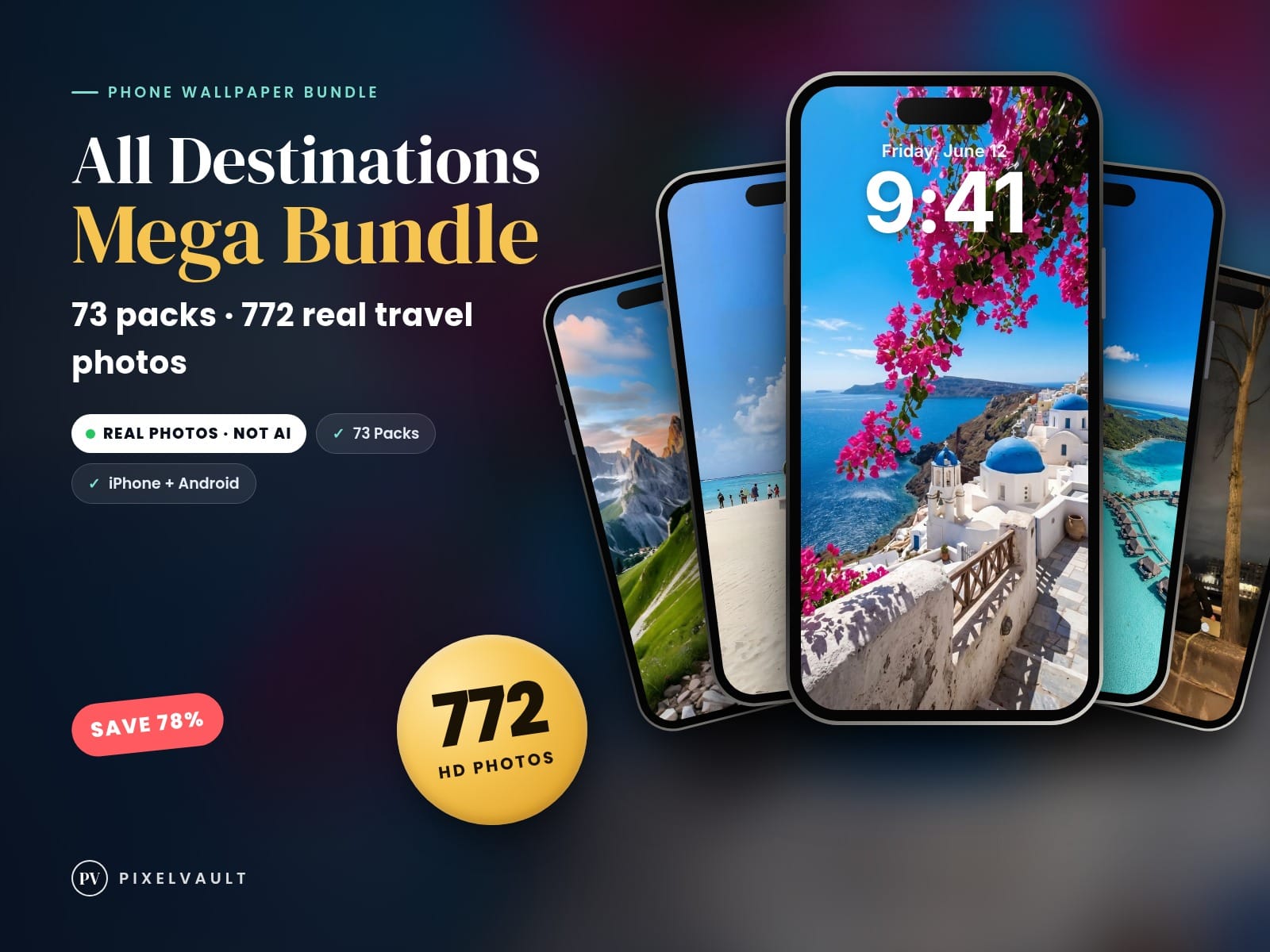 All Destinations Phone Wallpaper Mega Bundle — 73 Packs, 772 Real Travel Photos cover (covers-v2)