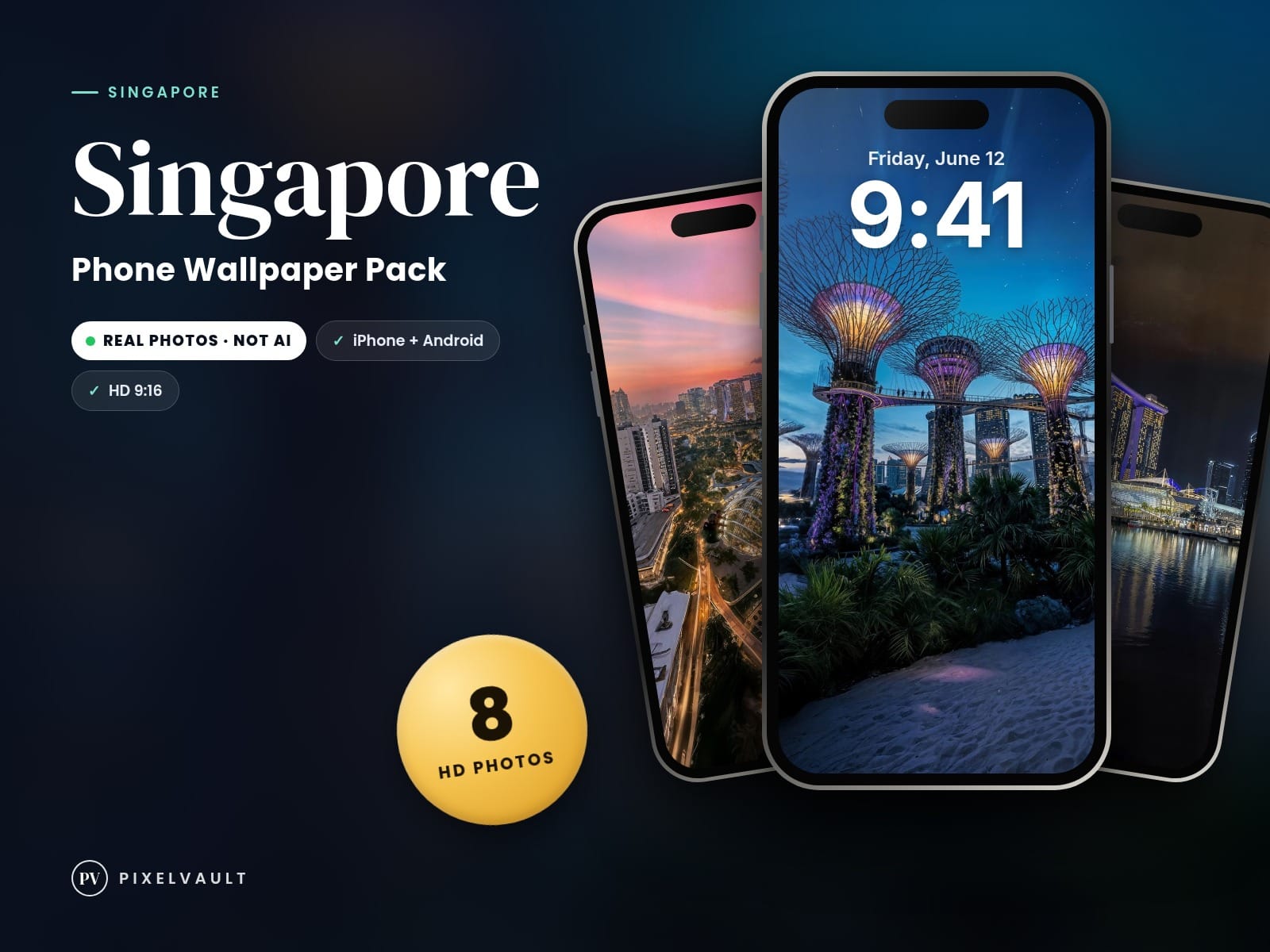 Singapore Phone Wallpaper Pack — 8 Real Travel Photos | Aesthetic iPhone & Andro cover (covers-v2)