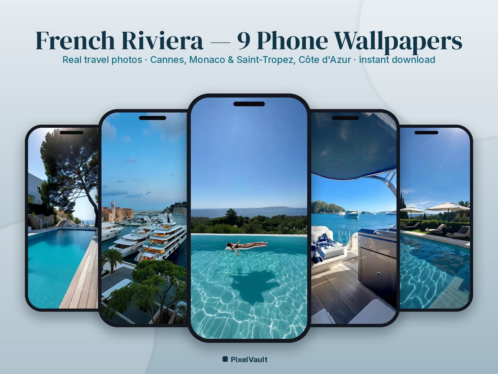 French Riviera Phone Wallpaper Pack — 9 Real Travel Photos | Aesthetic iPhone & Android Lock Screen — preview 1