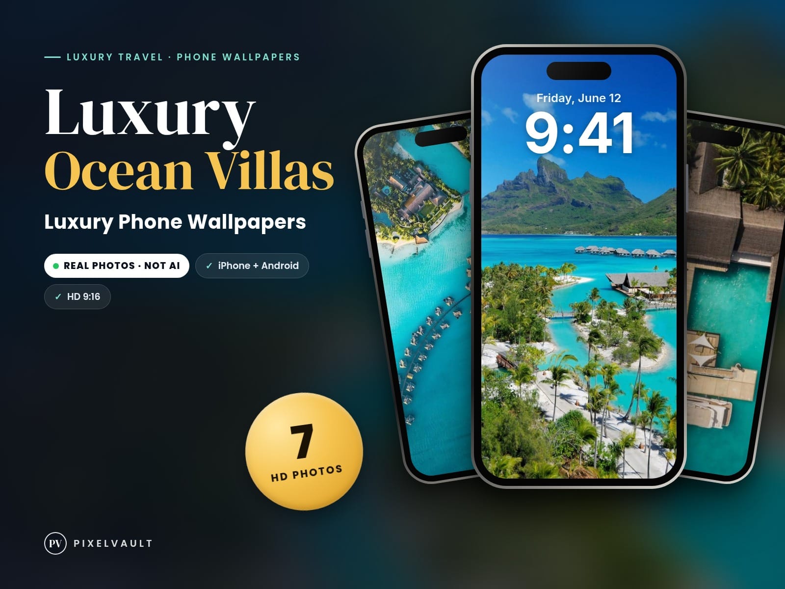 Luxury Ocean Villas HD Phone Wallpaper Pack — 7 Luxury Travel Photos | Aesthetic cover (covers-v2)
