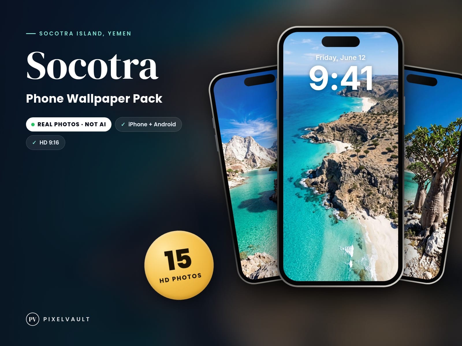 Socotra Phone Wallpaper Pack — 15 Real Travel Photos | Aesthetic iPhone & Androi cover (covers-v2)
