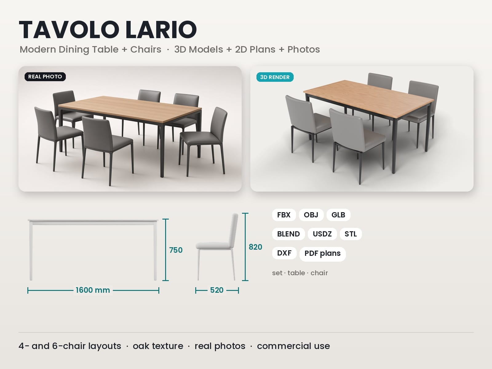 Tavolo Lario dining set 3D pack - cover
