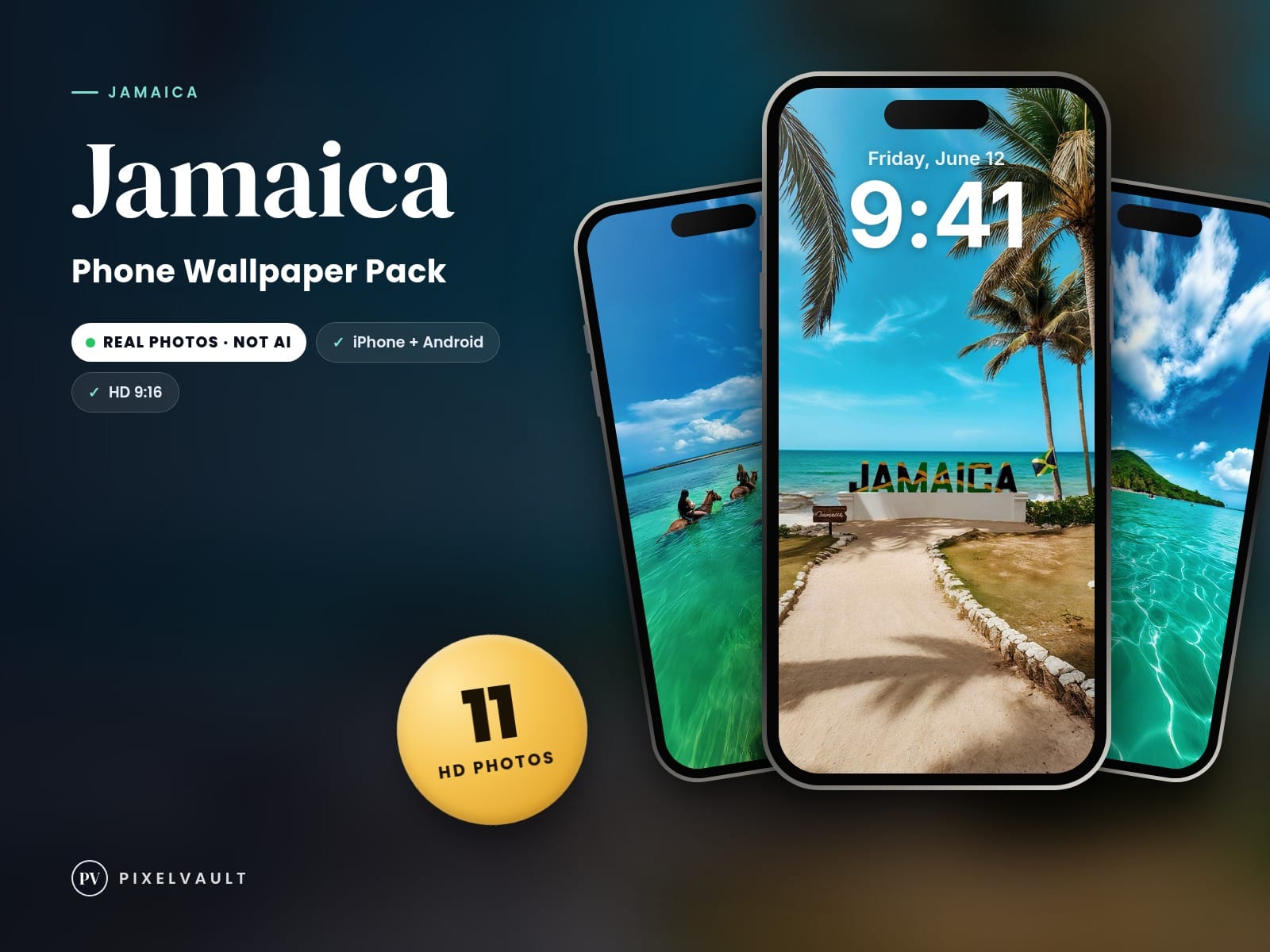 Jamaica Phone Wallpaper Pack — 11 Real Travel Photos | Aesthetic iPhone & Androi cover (covers-v2)