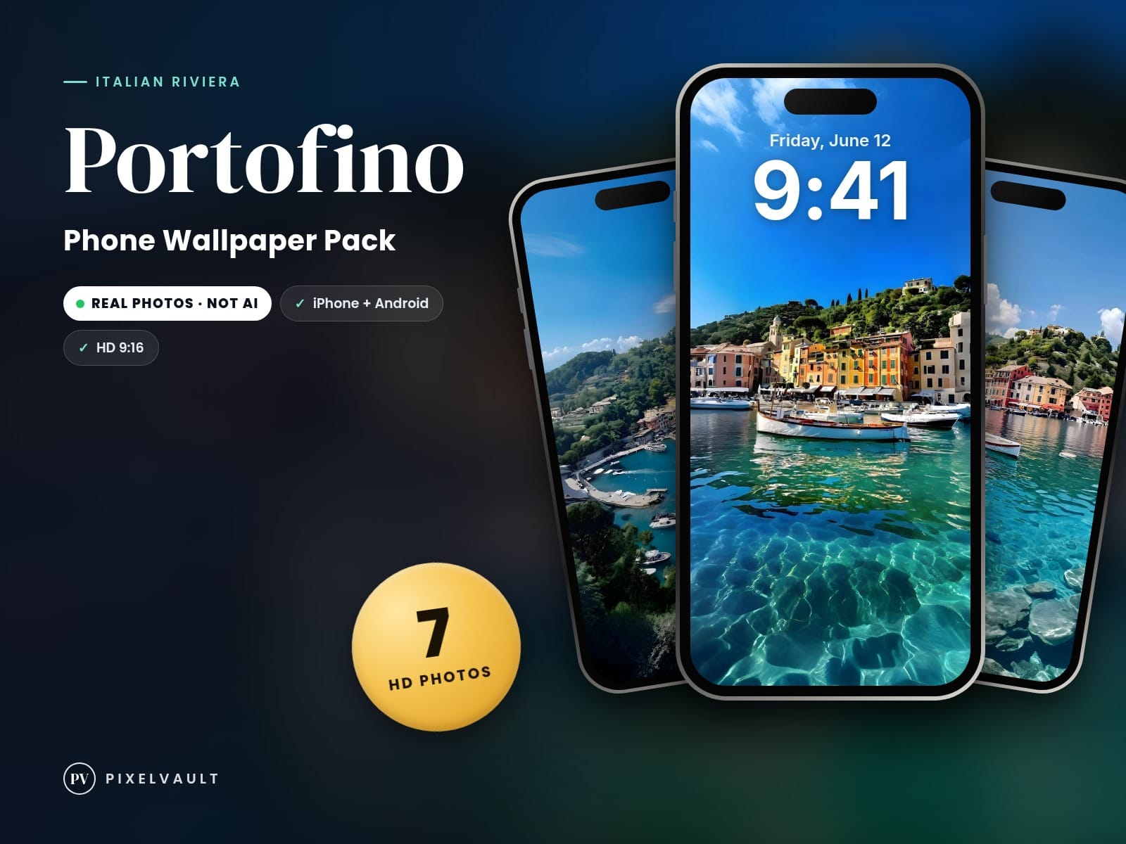 Portofino Phone Wallpaper Pack — 7 Real Travel Photos | Aesthetic iPhone & Andro cover (covers-v2)