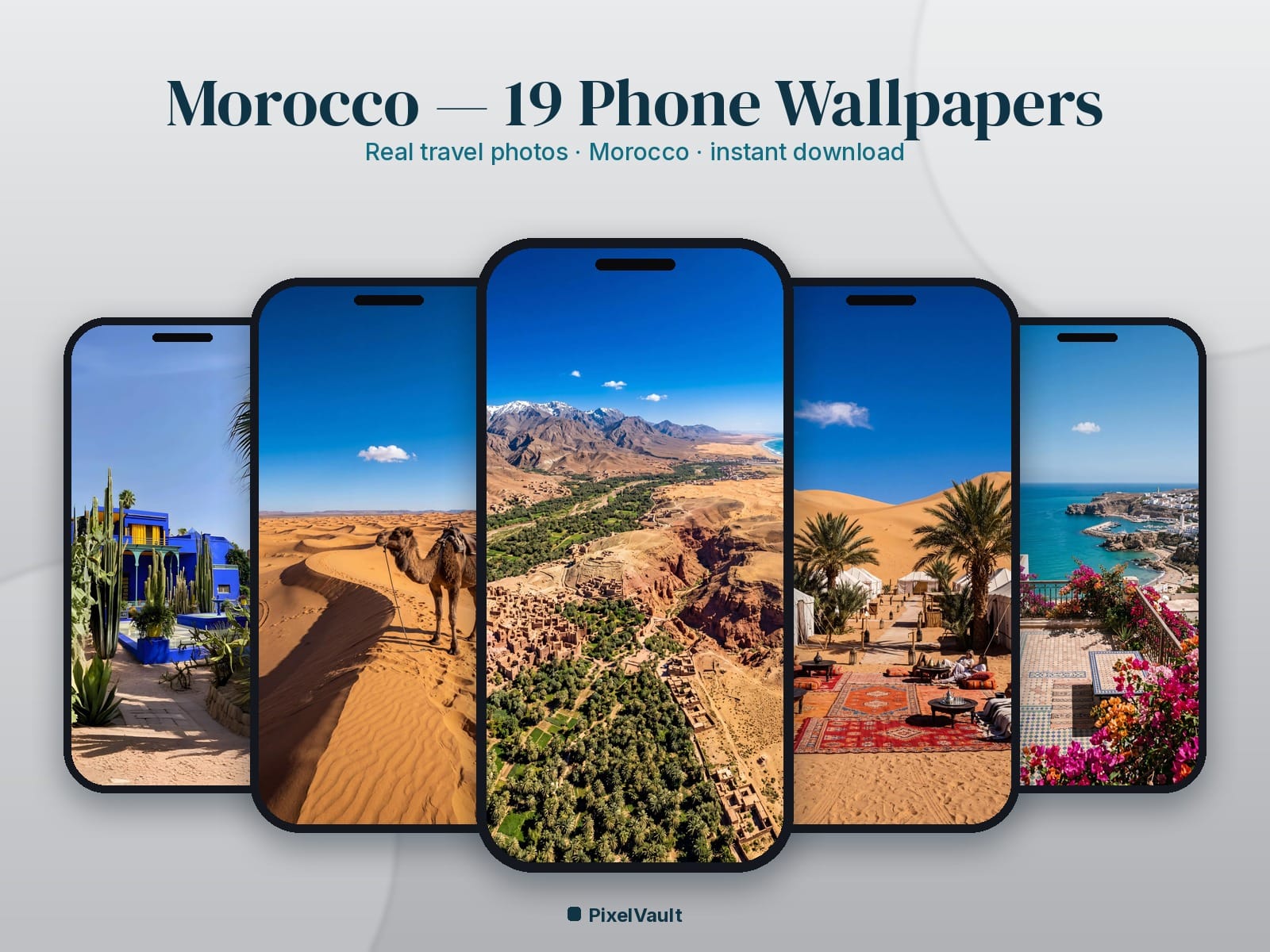 Morocco Phone Wallpaper Pack — 19 Real Travel Photos | Aesthetic iPhone & Android Lock Screen — preview 1