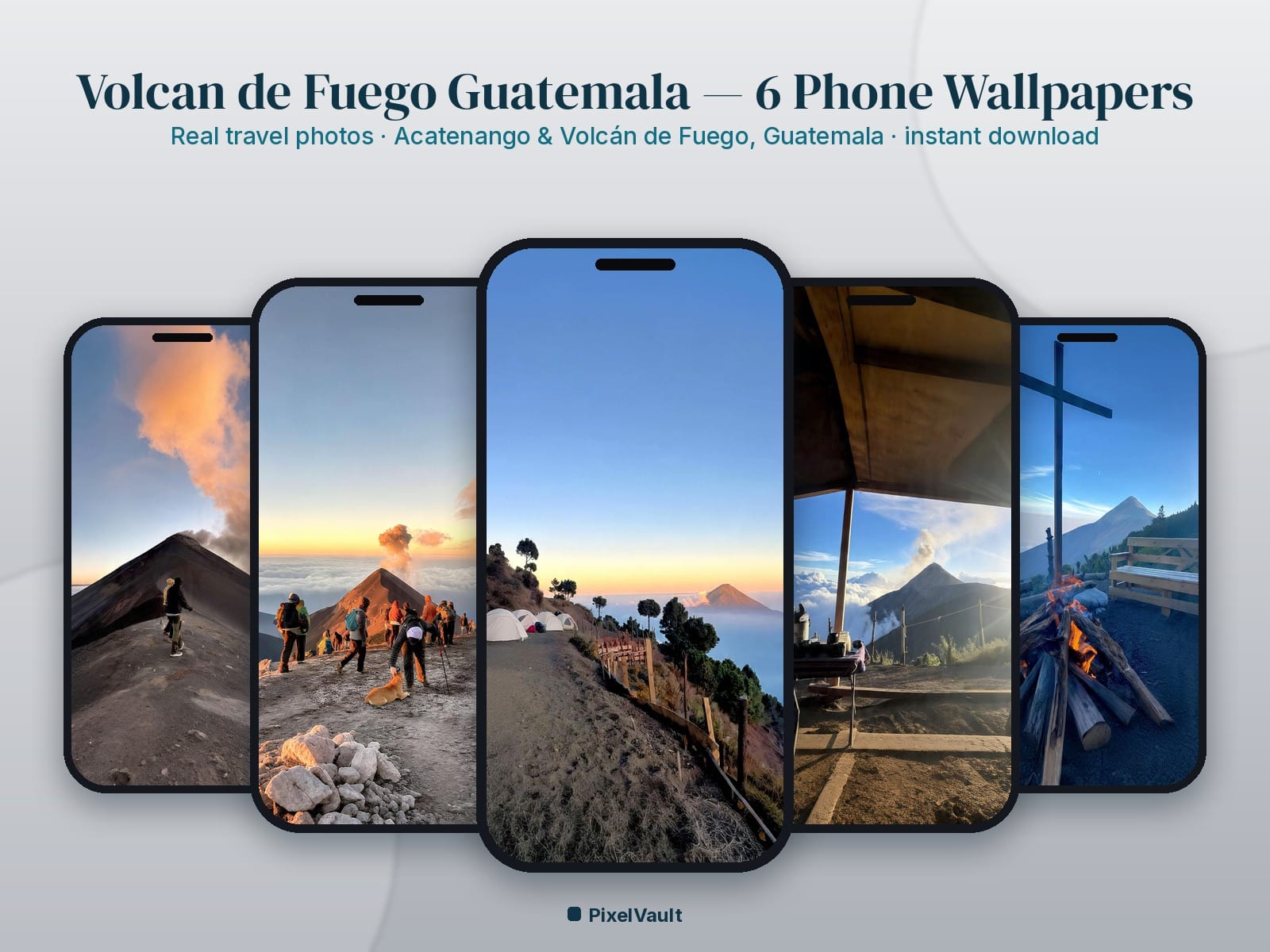 Volcan de Fuego Guatemala Phone Wallpaper Pack — 6 Real Travel Photos | Aesthetic iPhone & Android Lock Screen — preview 1