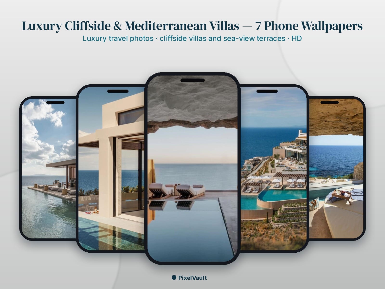 Luxury Cliffside & Mediterranean Villas HD Phone Wallpaper Pack — 7 Luxury Travel Photos | Aesthetic iPhone & Android Lock Screen — preview 1