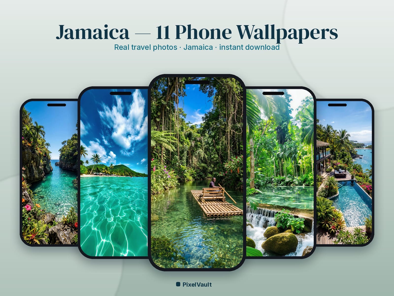 Jamaica Phone Wallpaper Pack — 11 Real Travel Photos | Aesthetic iPhone & Android Lock Screen — preview 1
