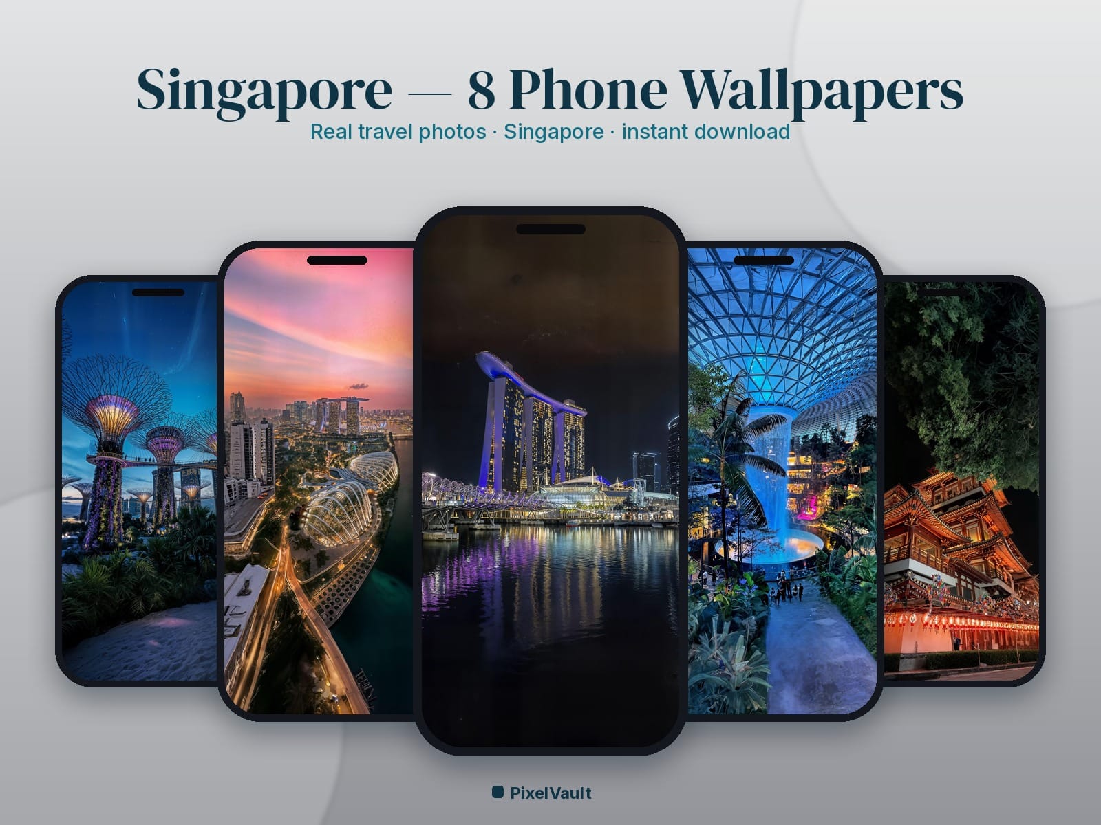 Singapore Phone Wallpaper Pack — 8 Real Travel Photos | Aesthetic iPhone & Android Lock Screen — preview 1