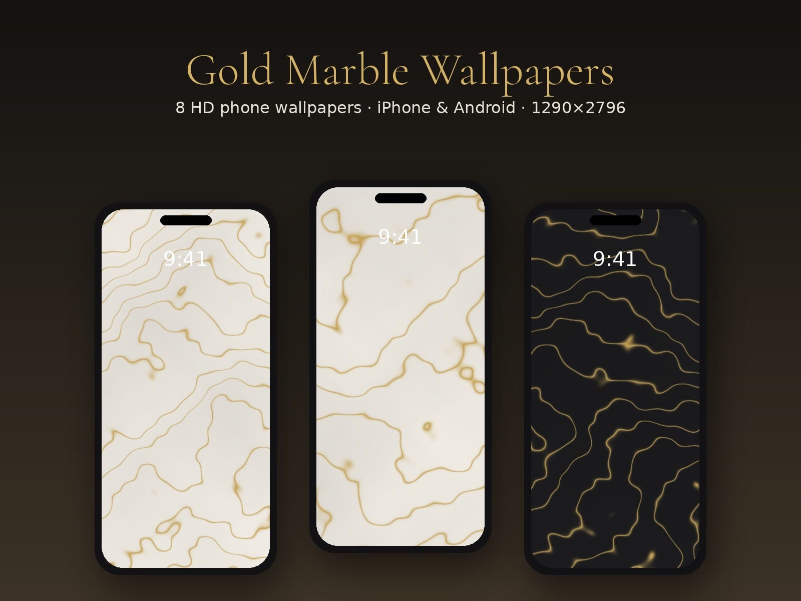 Luxury Gold Marble Phone Wallpapers - 8 HD iPhone & Android Lock Screen Backgrounds | Aesthetic Gold