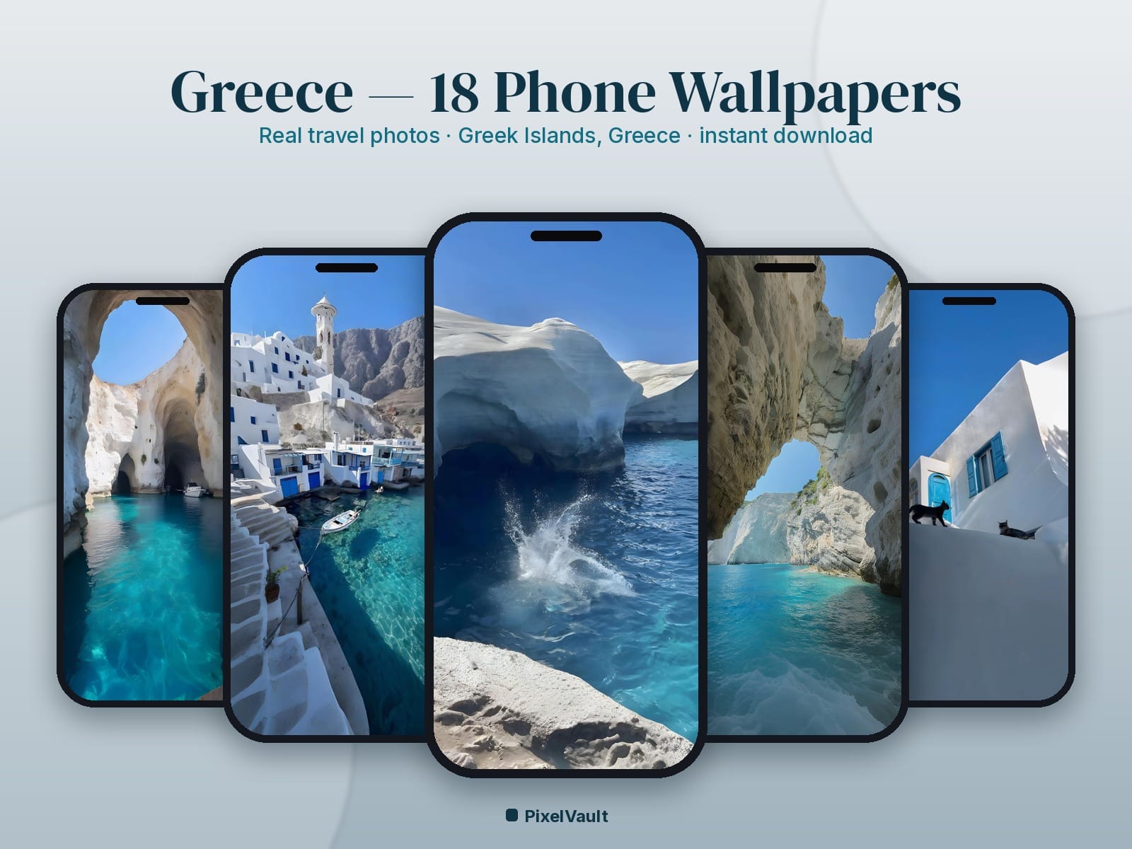 Greece Phone Wallpaper Pack — 18 Real Travel Photos | Aesthetic iPhone & Android Lock Screen — preview 1