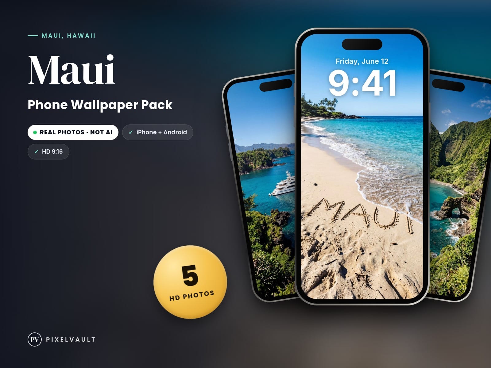 Maui Phone Wallpaper Pack — 5 Real Travel Photos | Aesthetic iPhone & Android Lo cover (covers-v2)