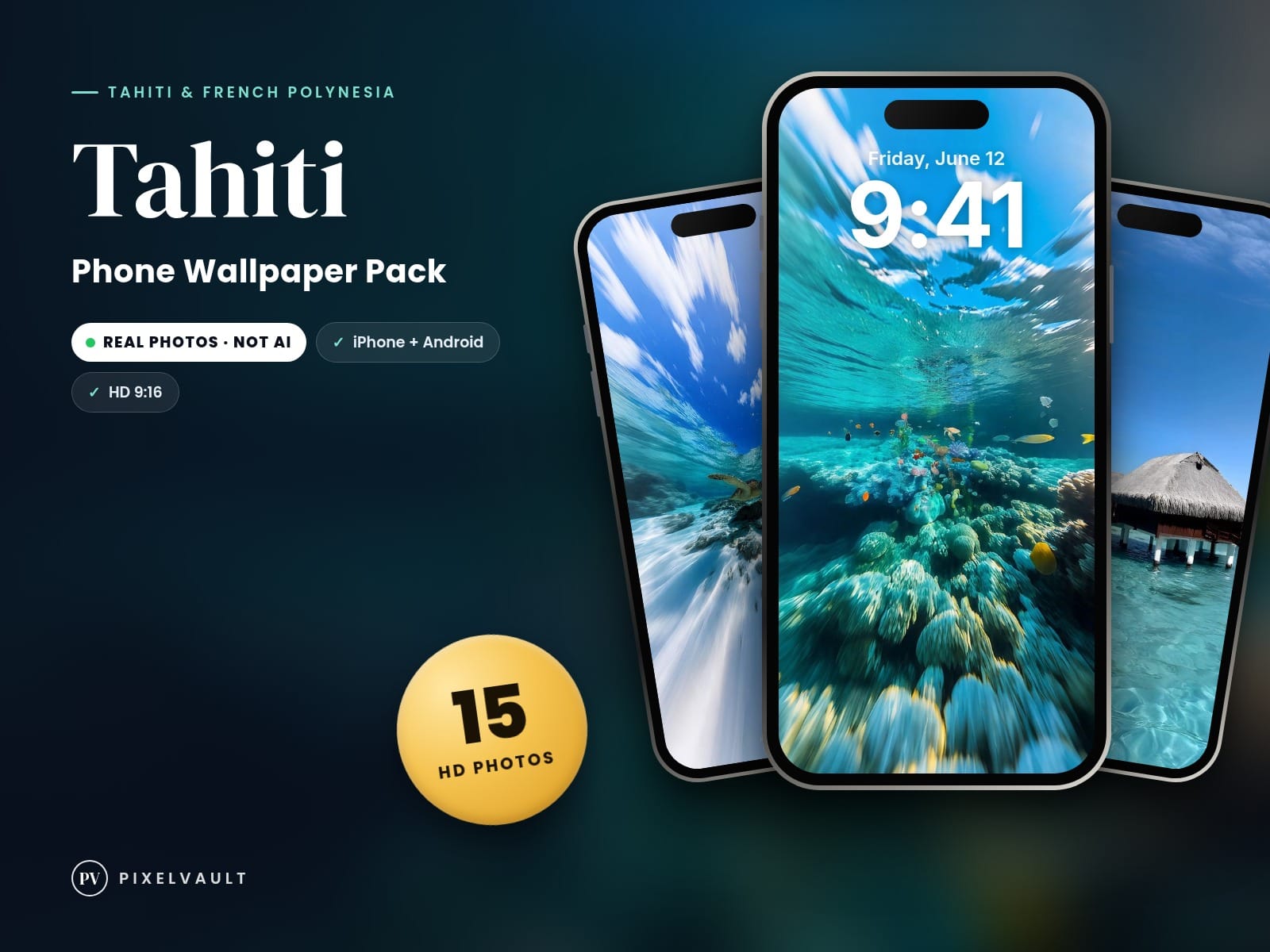 Tahiti Phone Wallpaper Pack — 15 Real Travel Photos | Aesthetic iPhone & Android cover (covers-v2)
