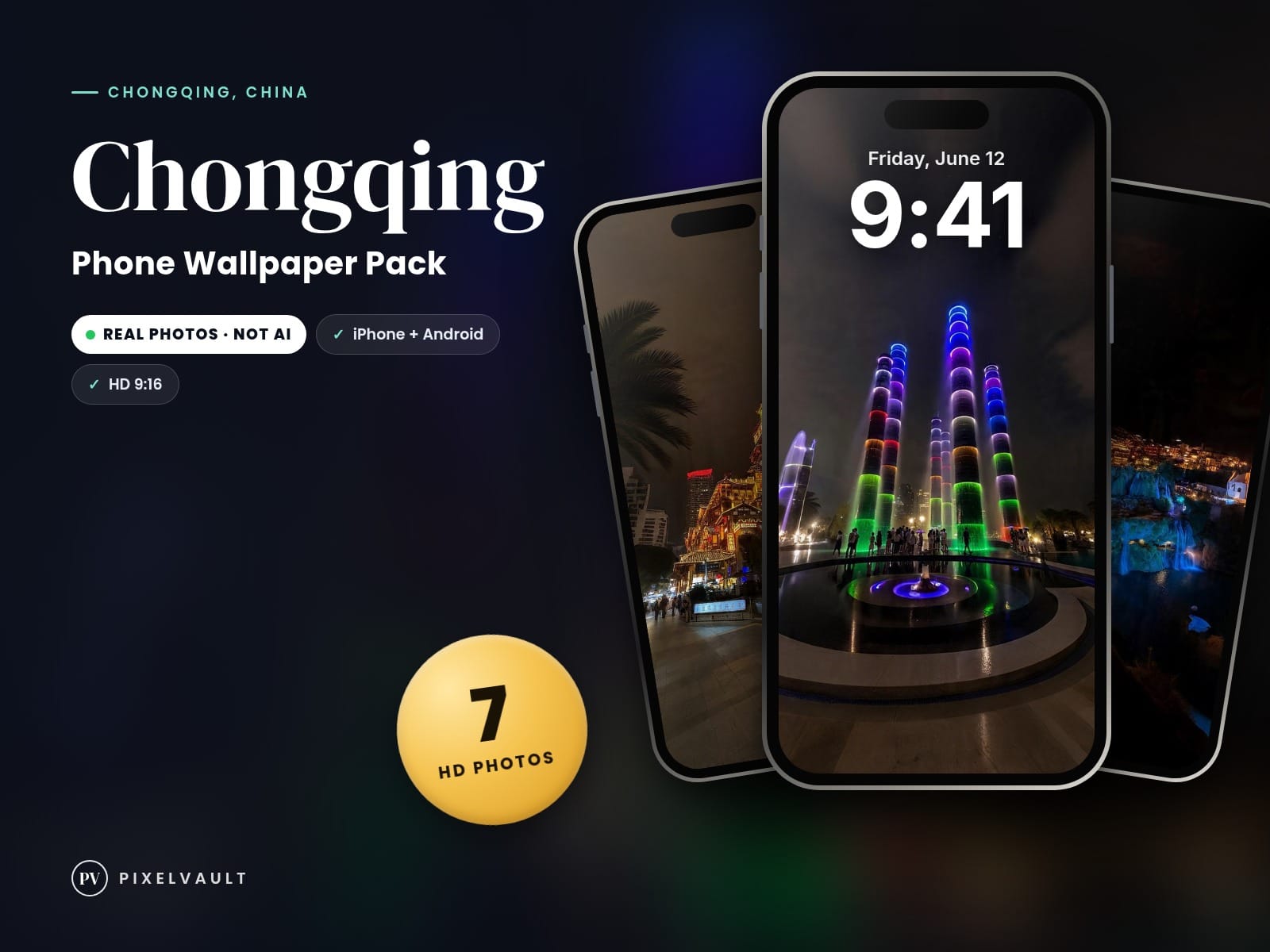 Chongqing Phone Wallpaper Pack — 7 Real Travel Photos | Aesthetic iPhone & Andro cover (covers-v2)