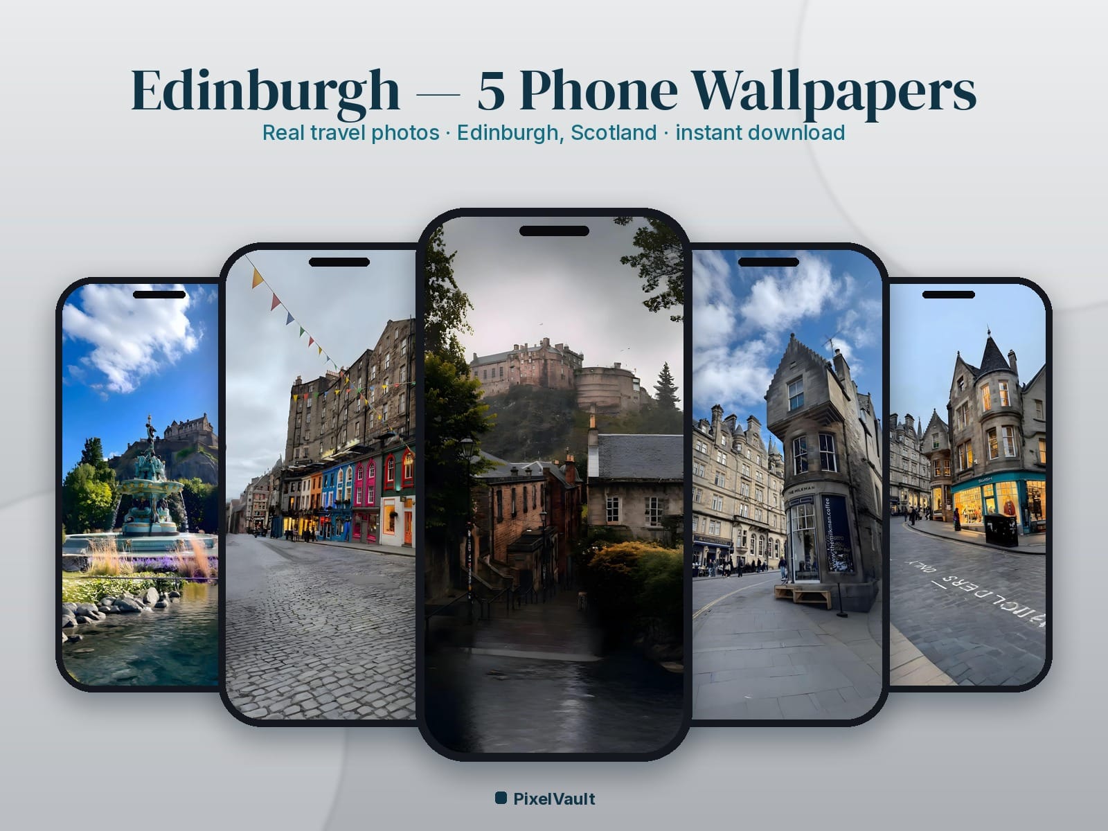 Edinburgh Phone Wallpaper Pack — 5 Real Travel Photos | Aesthetic iPhone & Android Lock Screen — preview 1