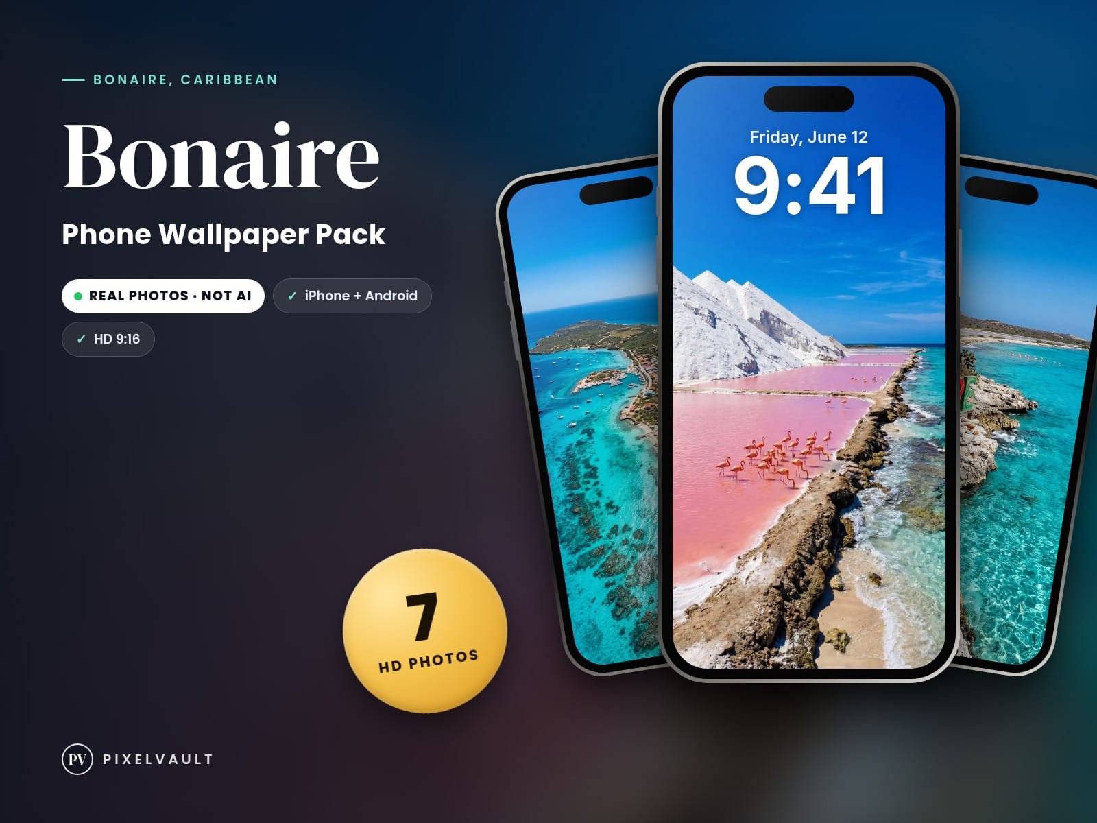 Bonaire Phone Wallpaper Pack — 7 Real Travel Photos | Aesthetic iPhone & Android cover (covers-v2)