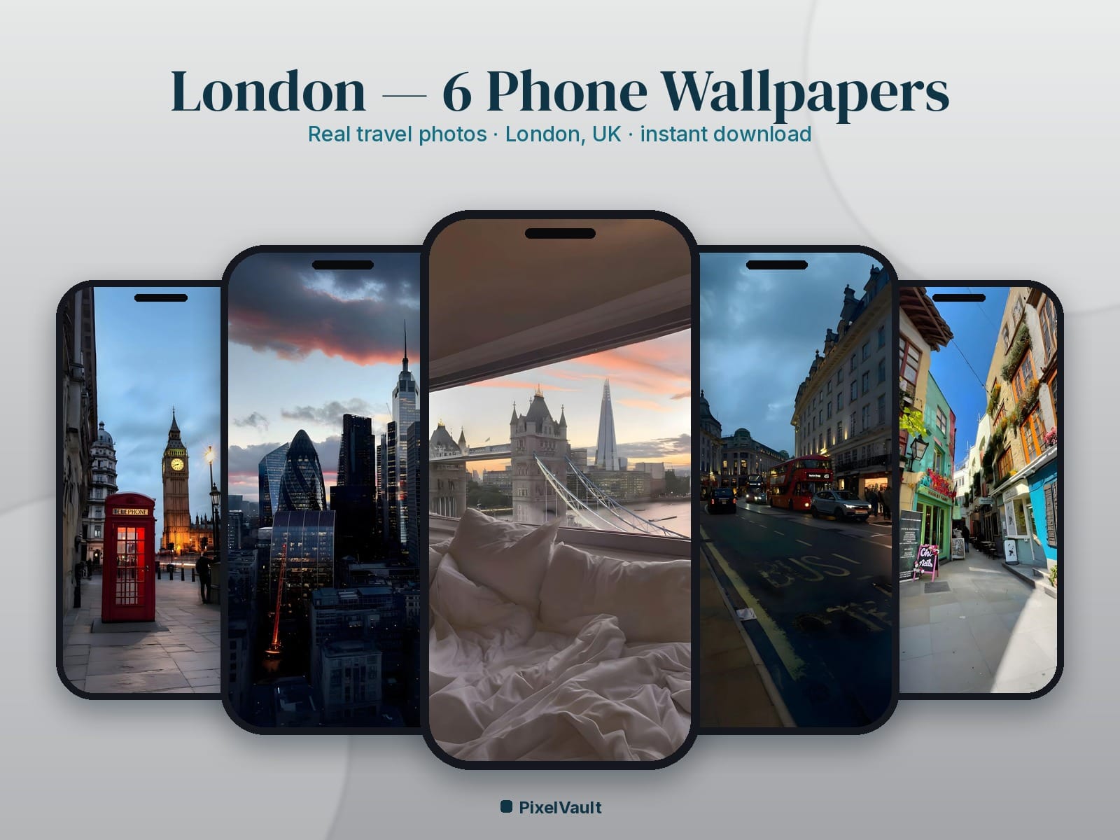 London Phone Wallpaper Pack — 6 Real Travel Photos | Aesthetic iPhone & Android Lock Screen — preview 1