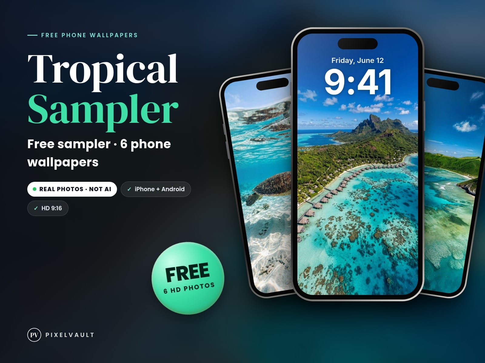 FREE Tropical Phone Wallpapers — 6 Real Travel Photos Sampler | iPhone & Android cover (covers-v2)