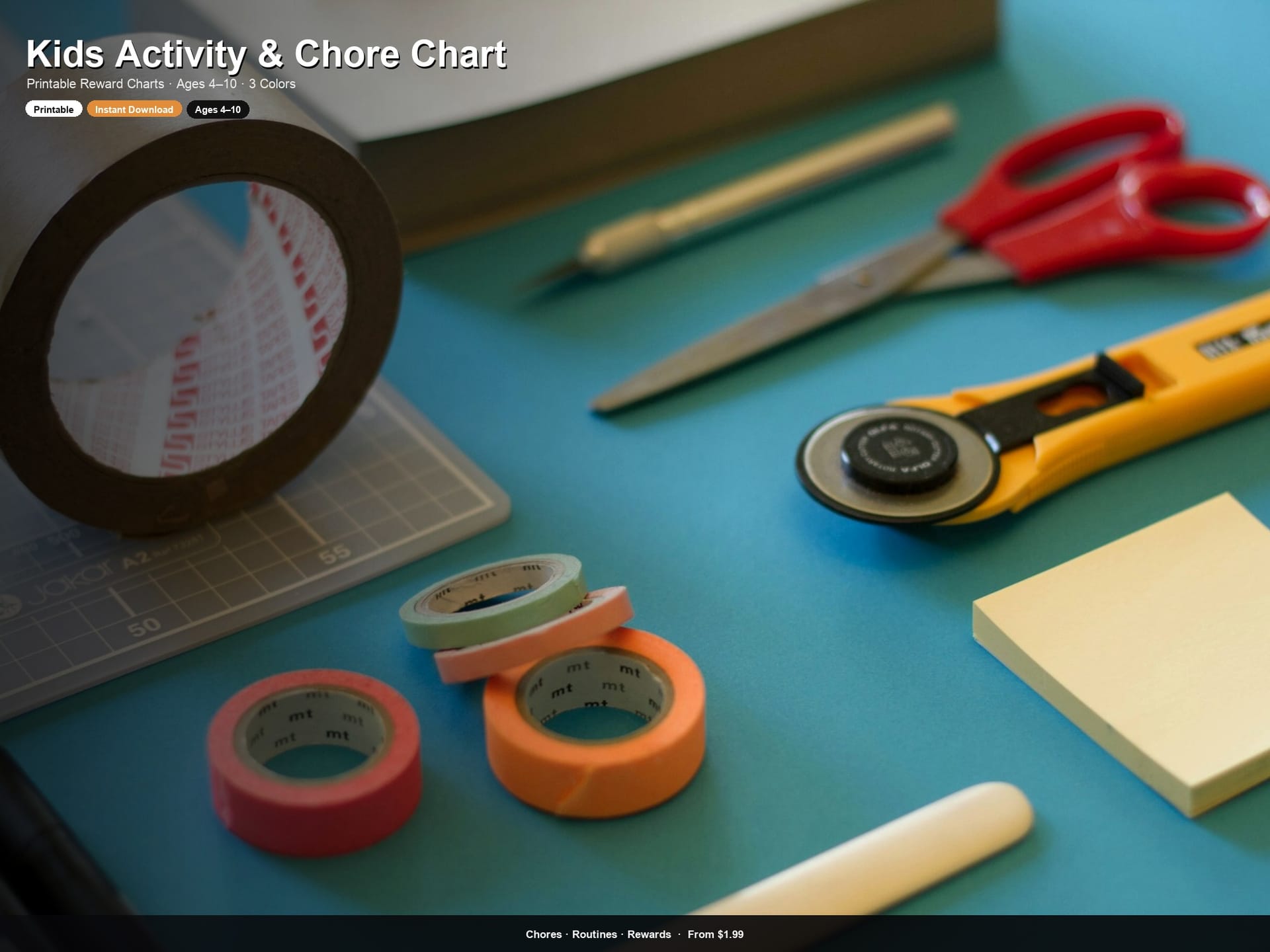 Kids Chore Chart Printable | Reward Chart Ages 4–10 | 3 Colors