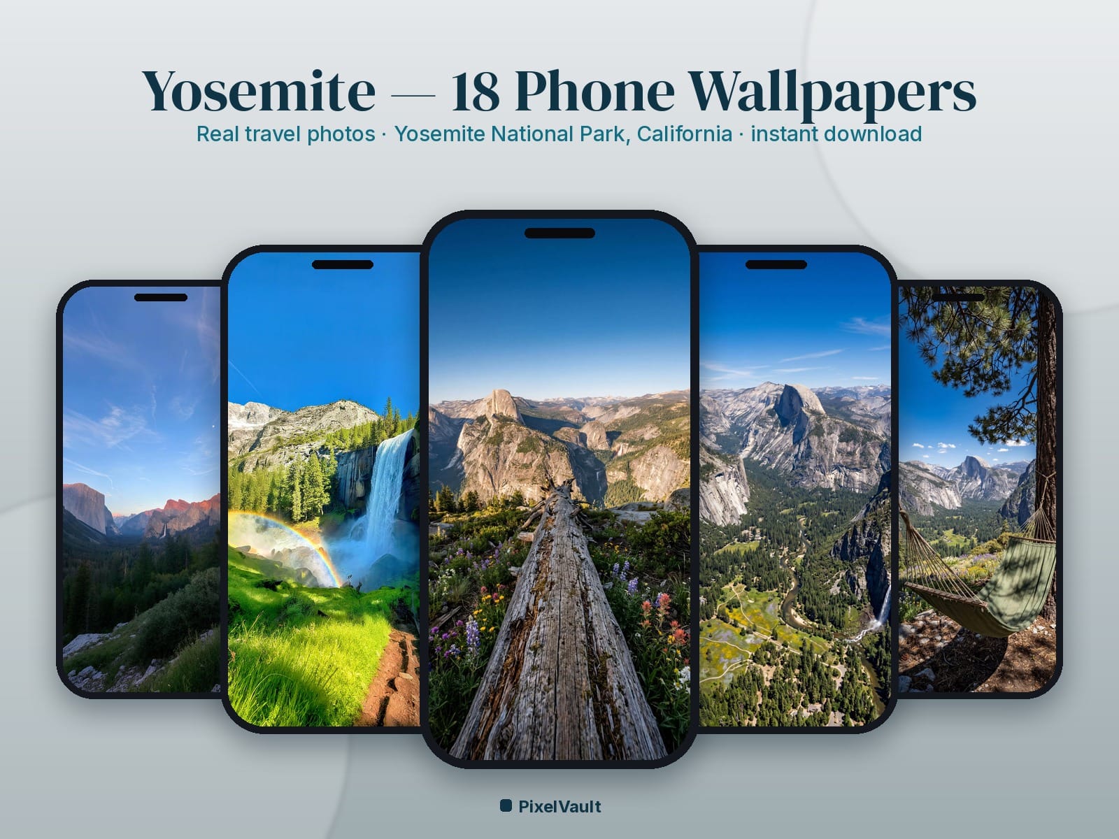 Yosemite Phone Wallpaper Pack — 18 Real Travel Photos | Aesthetic iPhone & Android Lock Screen — preview 1