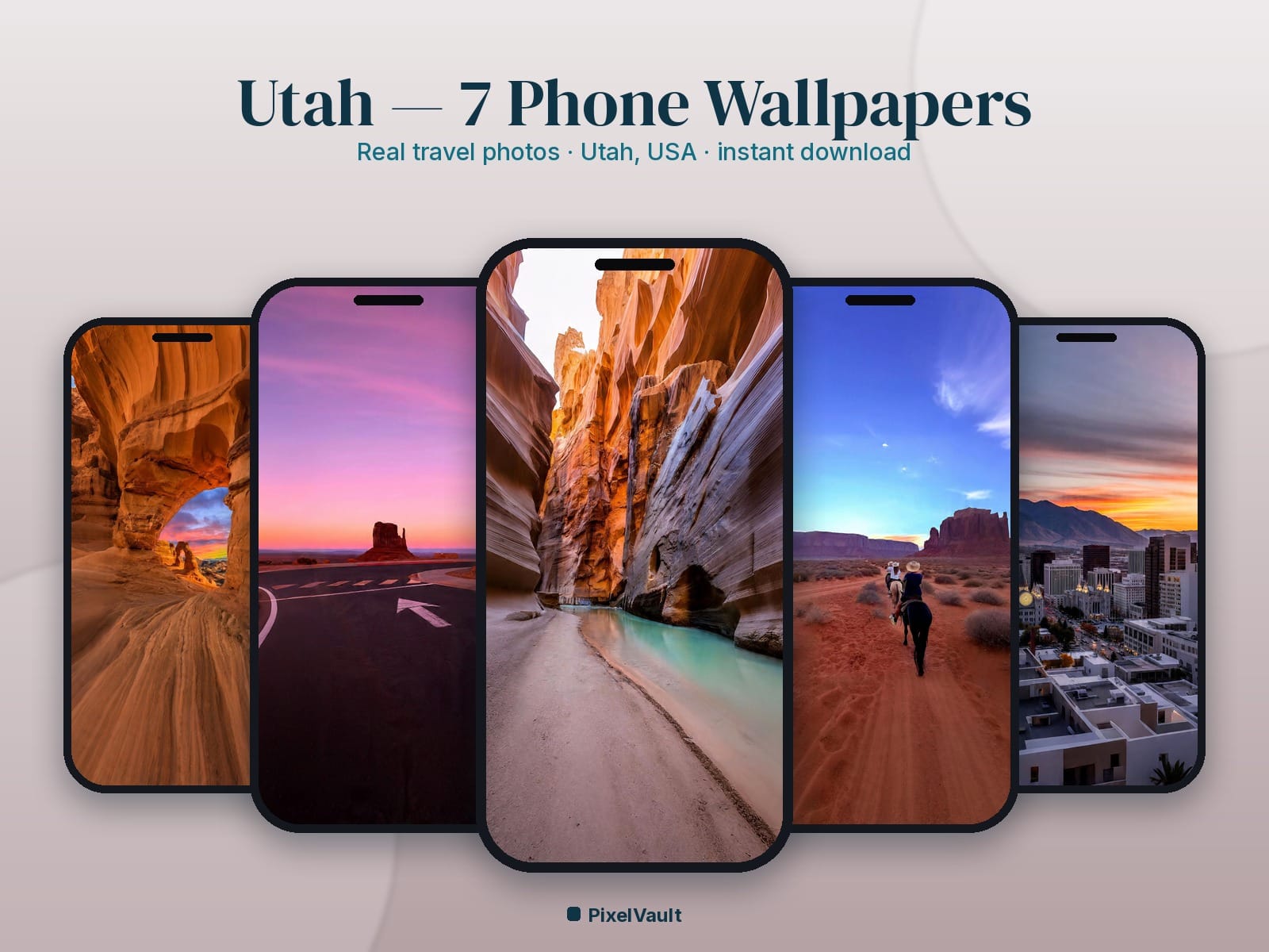 Utah Phone Wallpaper Pack — 7 Real Travel Photos | Aesthetic iPhone & Android Lock Screen — preview 1