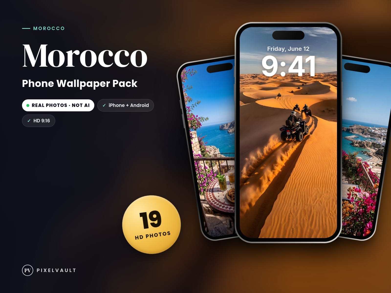 Morocco Phone Wallpaper Pack — 19 Real Travel Photos | Aesthetic iPhone & Androi cover (covers-v2)