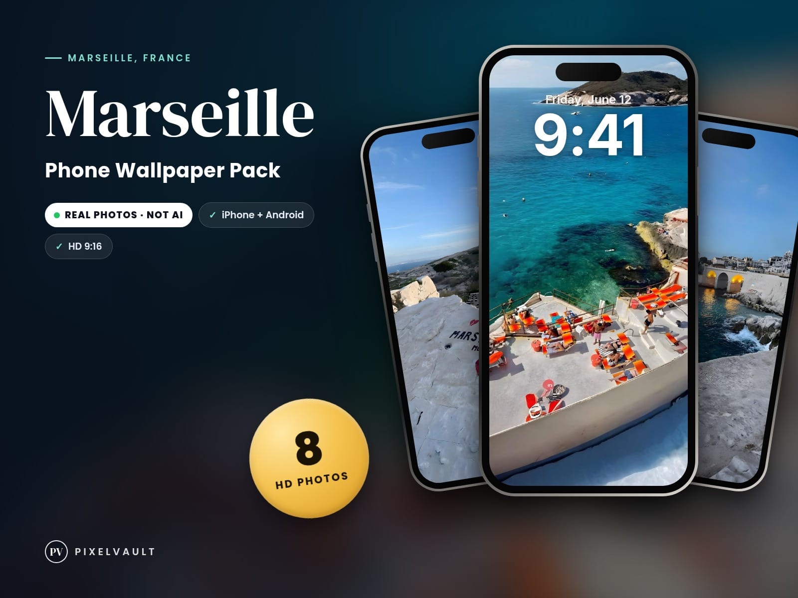Marseille Phone Wallpaper Pack — 8 Real Travel Photos | Aesthetic iPhone & Andro cover (covers-v2)