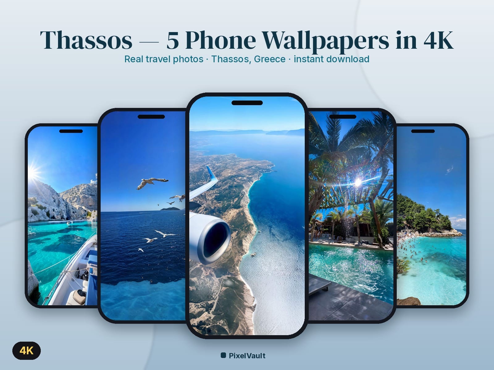 Thassos 4K Phone Wallpaper Pack — 5 Real Travel Photos | Aesthetic iPhone & Android Lock Screen — preview 1