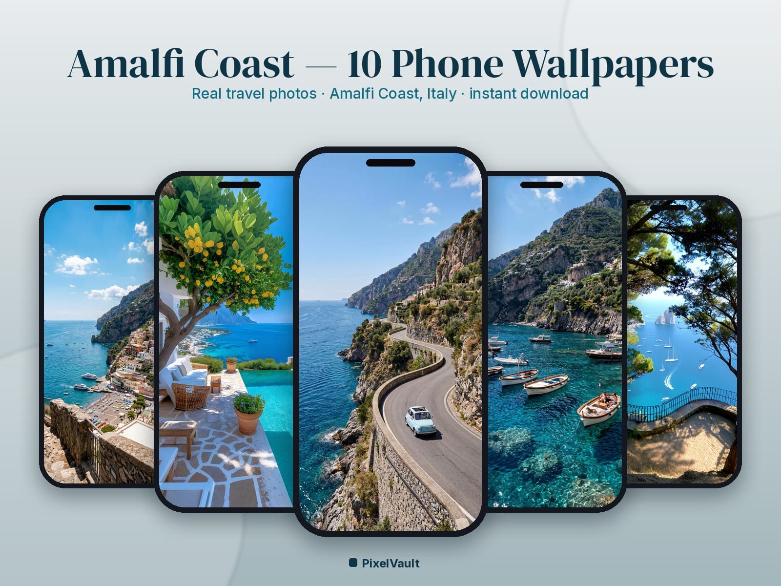 Amalfi Coast Phone Wallpaper Pack — 10 Real Travel Photos | Aesthetic iPhone & Android Lock Screen — preview 1