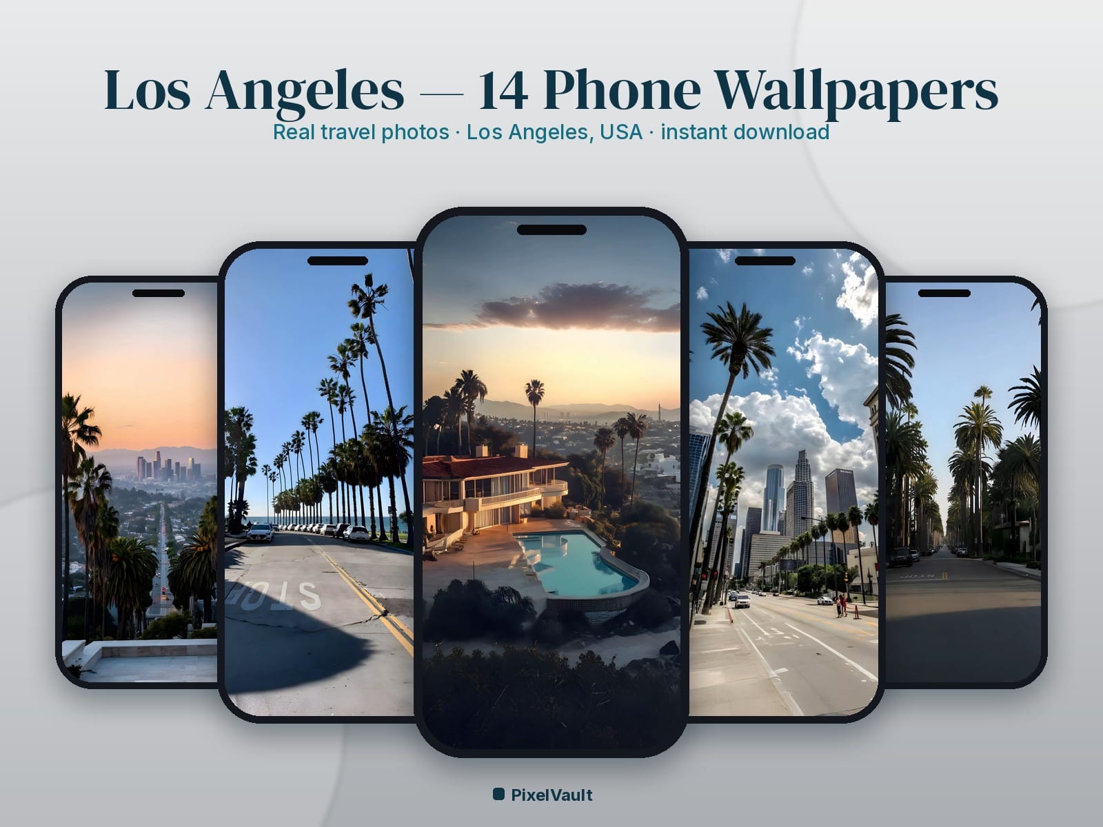Los Angeles Phone Wallpaper Pack — 14 Real Travel Photos | Aesthetic iPhone & Android Lock Screen — preview 1