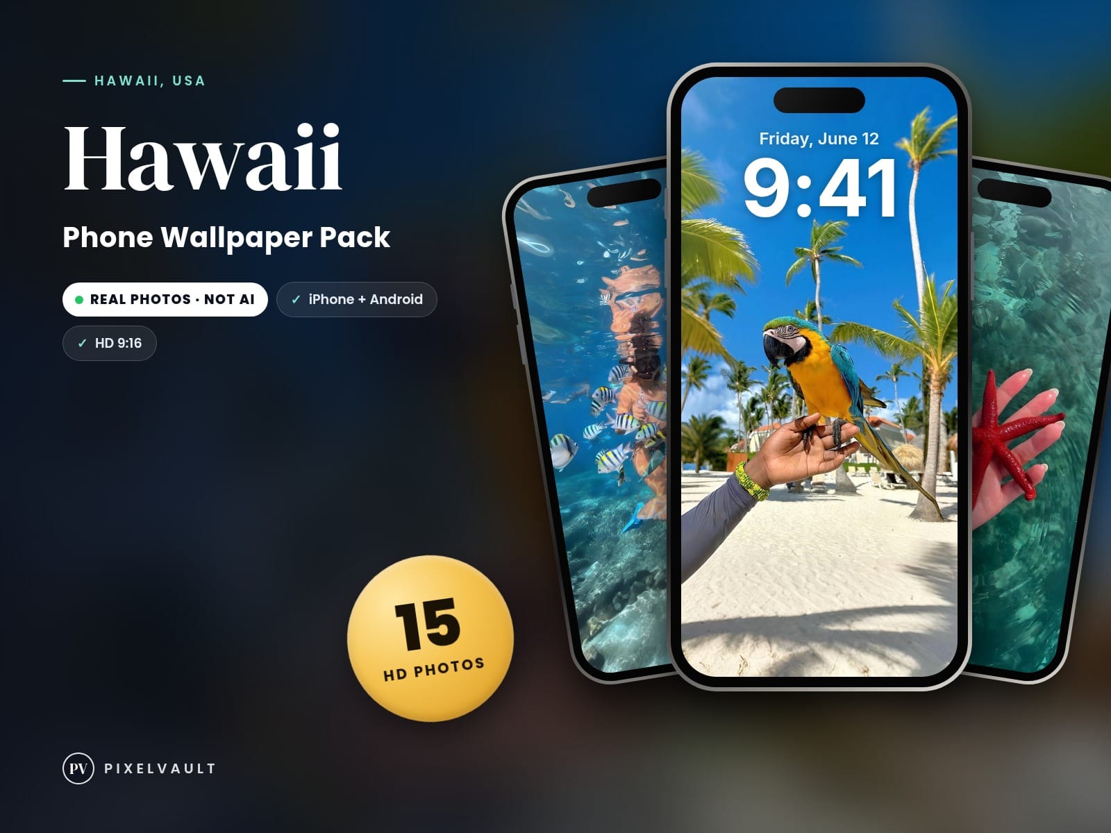 Hawaii Phone Wallpaper Pack — 15 Real Travel Photos | Aesthetic iPhone & Android cover (covers-v2)