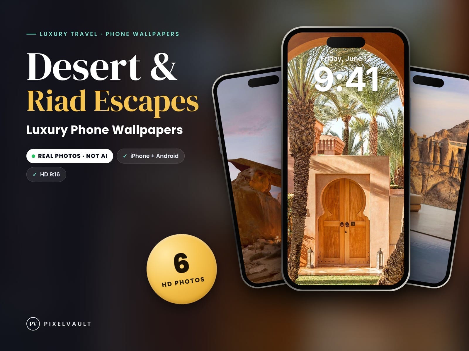 Luxury Desert & Riad Escapes HD Phone Wallpaper Pack — 6 Luxury Travel Photos | cover (covers-v2)