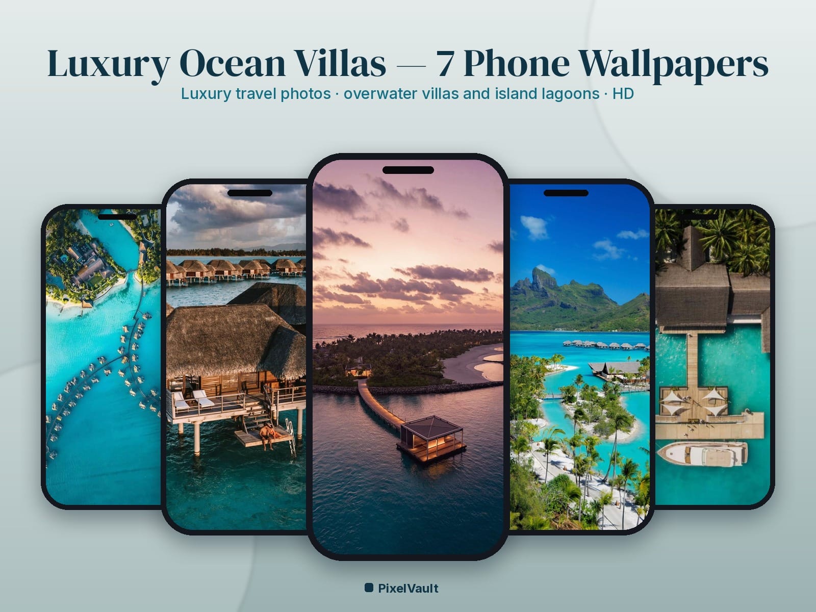 Luxury Ocean Villas HD Phone Wallpaper Pack — 7 Luxury Travel Photos | Aesthetic iPhone & Android Lock Screen — preview 1