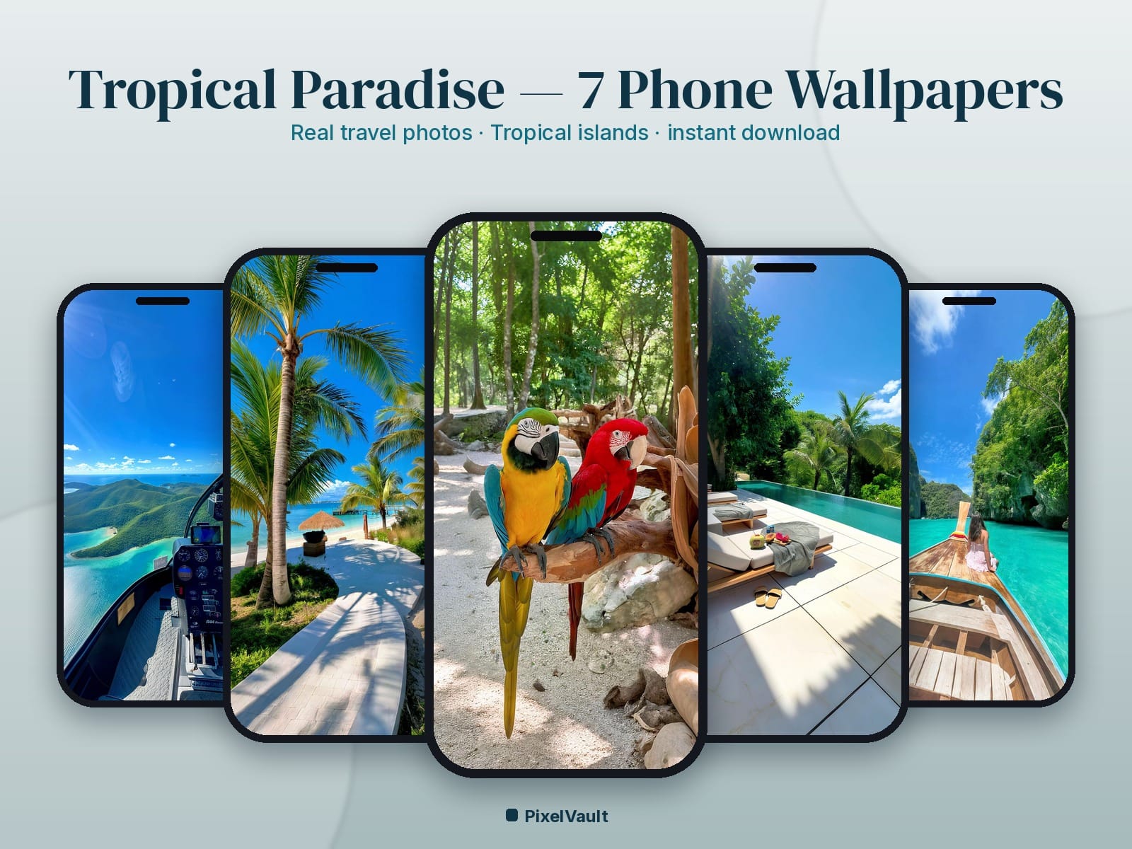 Tropical Paradise Phone Wallpaper Pack — 7 Real Travel Photos | Aesthetic iPhone & Android Lock Screen — preview 1